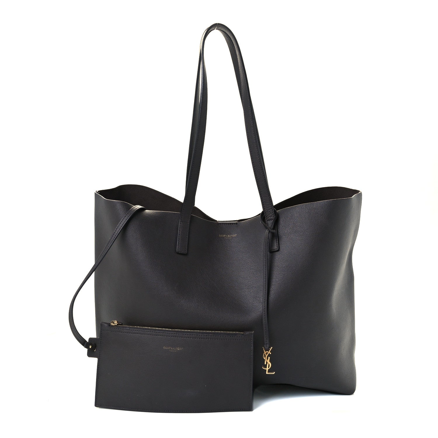 Saint Laurent Calfskin Large Shopping Tote Coal 1 of 10