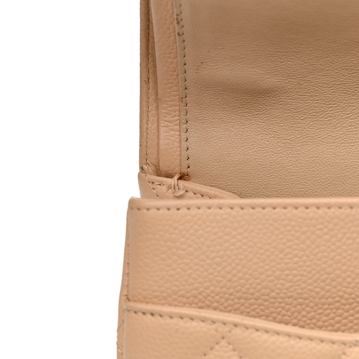 Caviar Quilted Jumbo Double Flap Beige