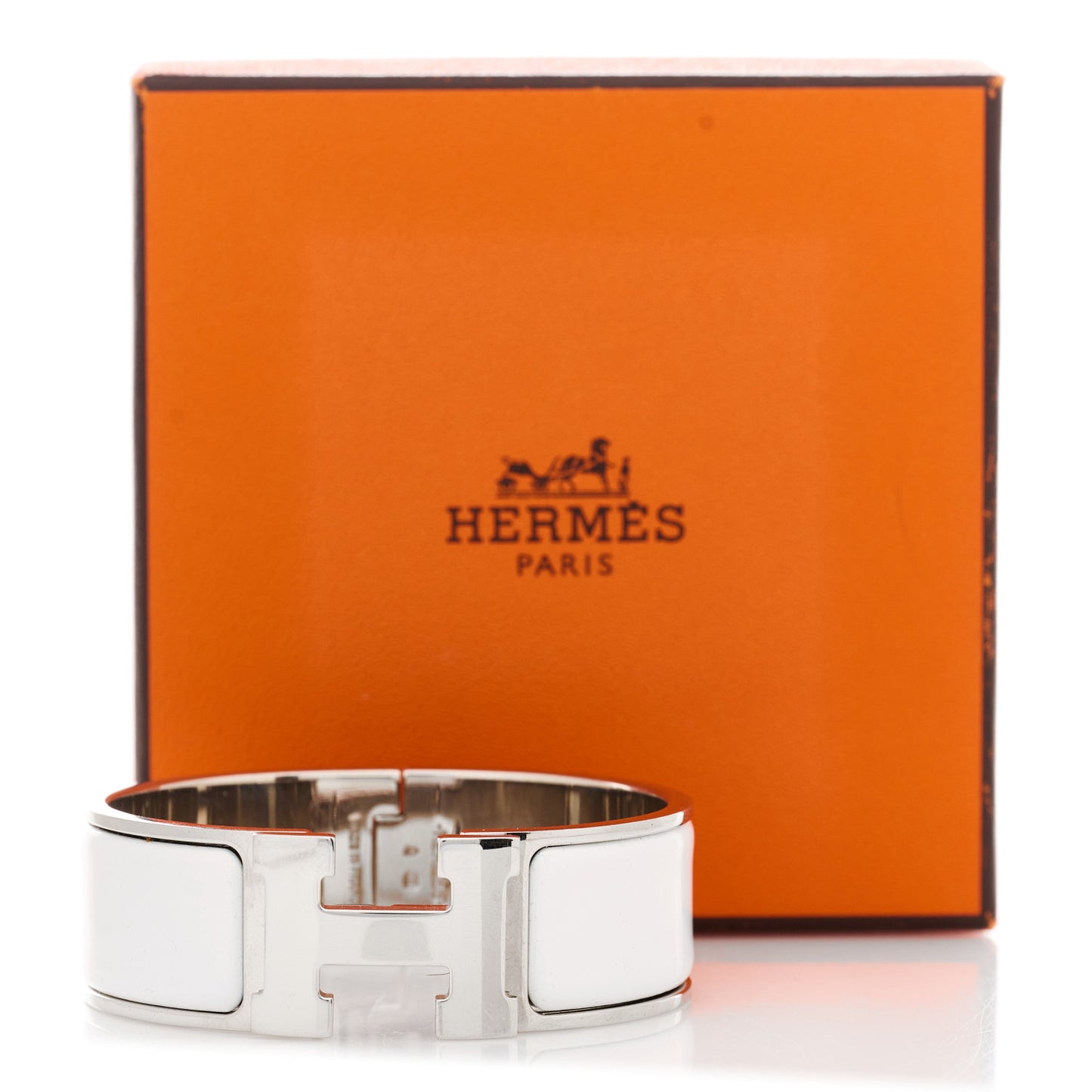 Enamel Wide Clic Clac H Bracelet GM White