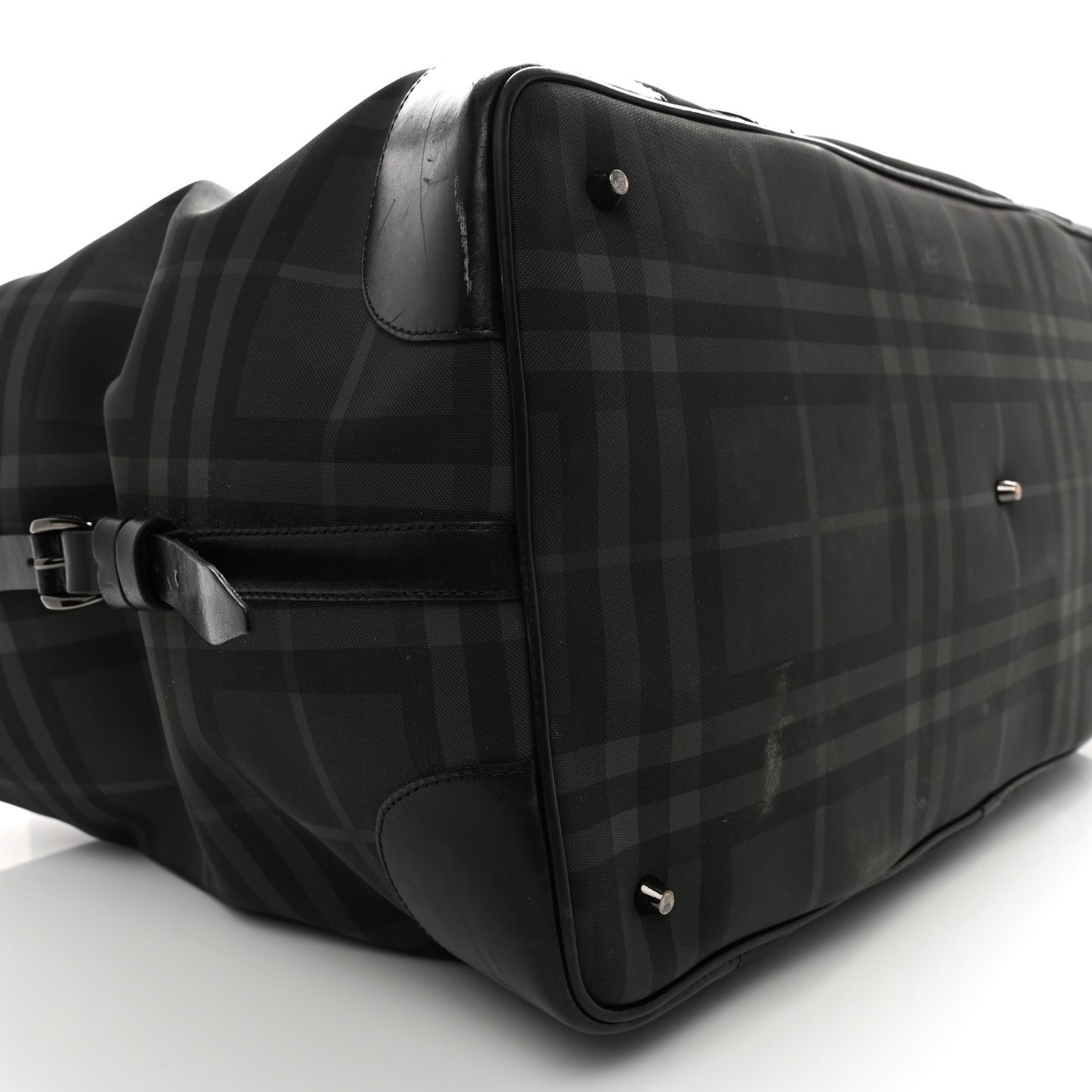 Nylon Smoked Check Weekend Duffle Bag Black