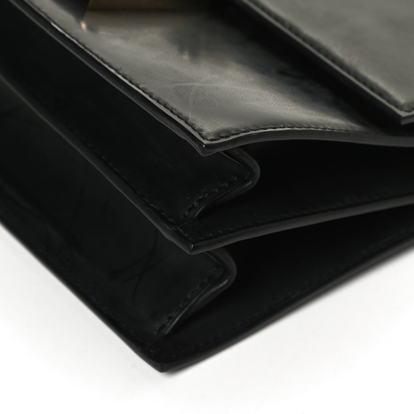 Nappa Large Diamante Flap Black