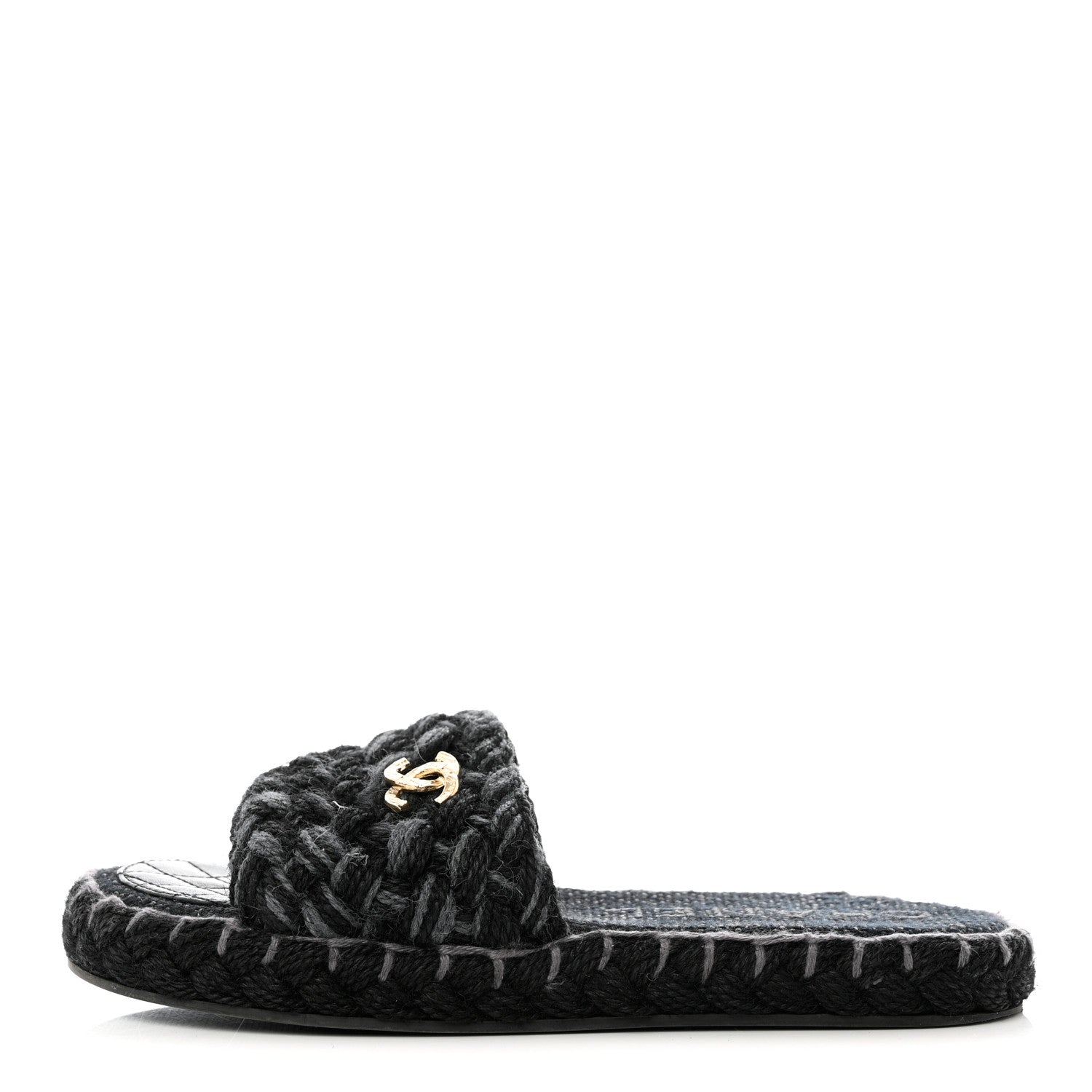Chanel Cord Braided CC Mules 38 Black 1 of 9