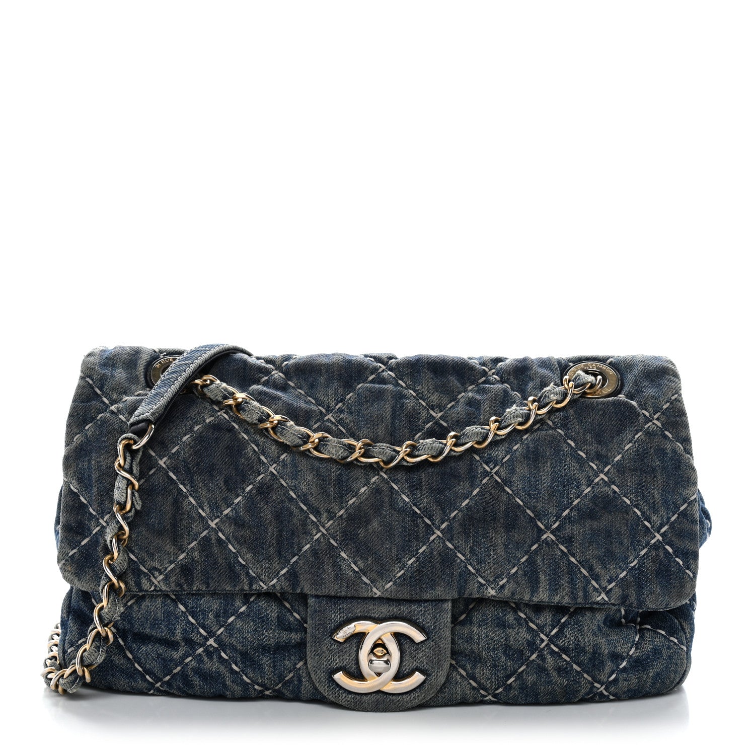 Chanel Denim Quilted Medium Denim Trip Single Flap Blue 1843119