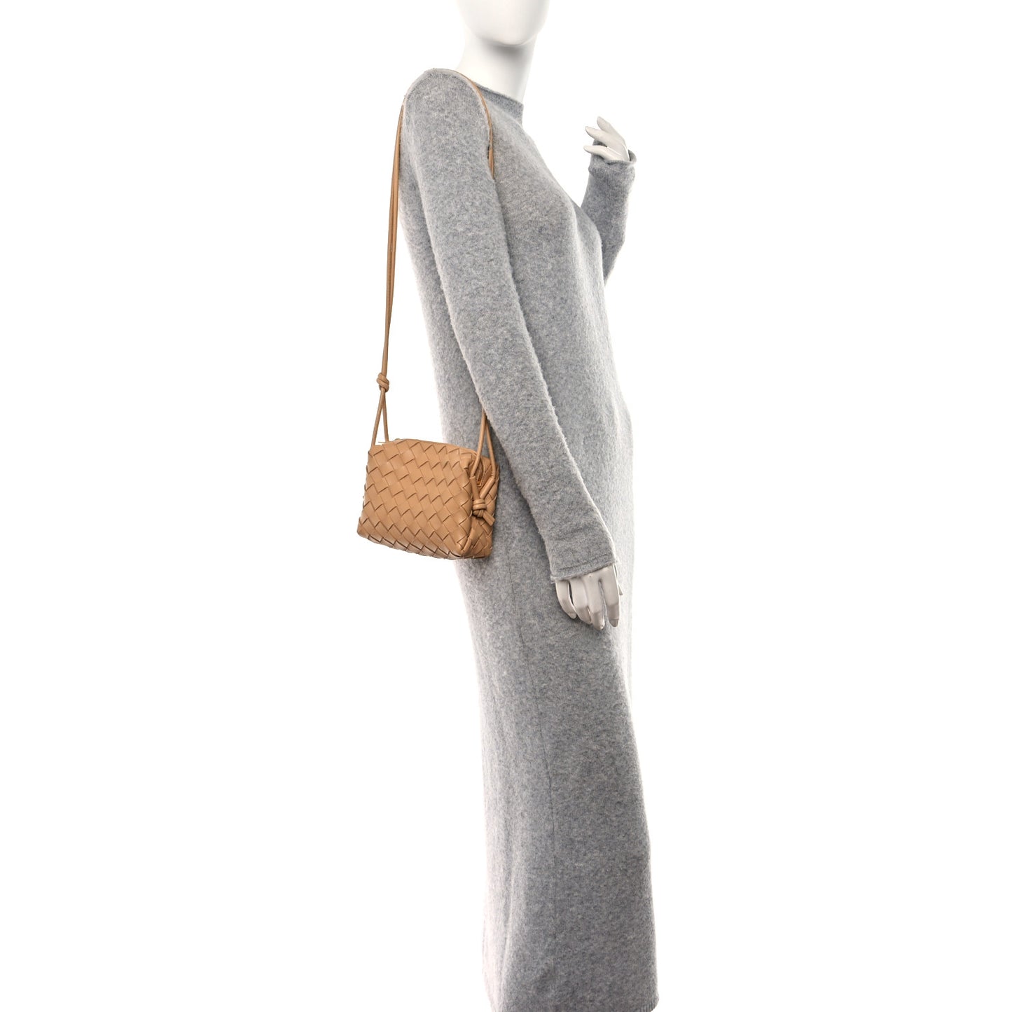 Nappa Intrecciato Mini Loop Camera Bag Almond