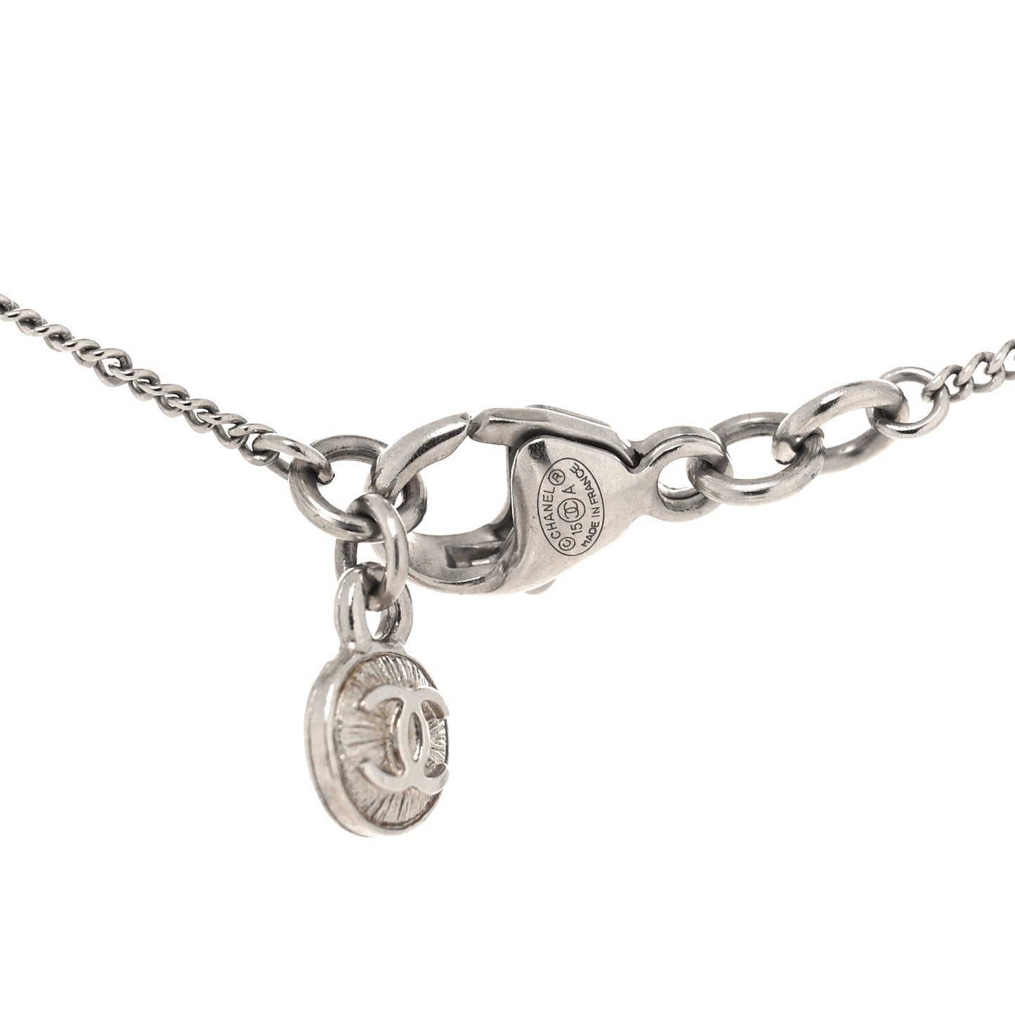 Crystal Bead CC Star Necklace Silver