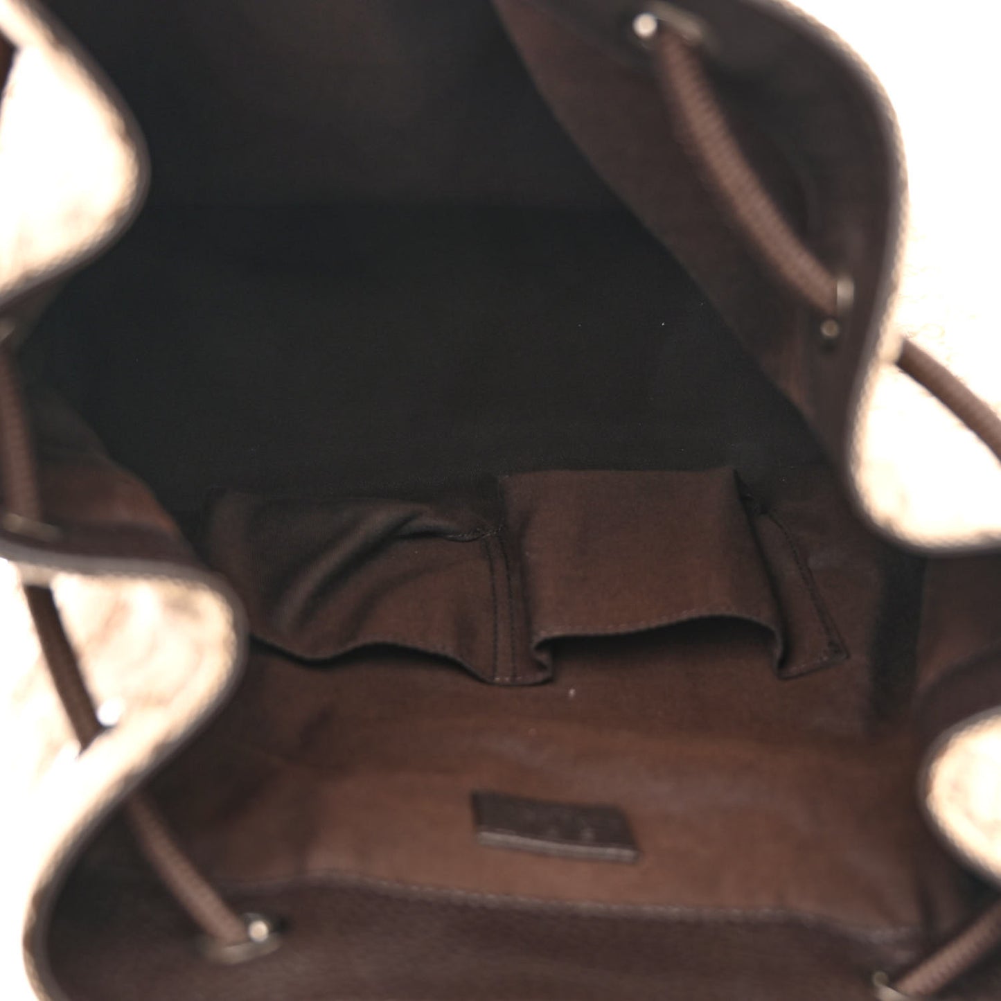 Monogram Dollar Calfskin O Drawstring Backpack Beige Ebony Testa di Moro Dark Chocolate