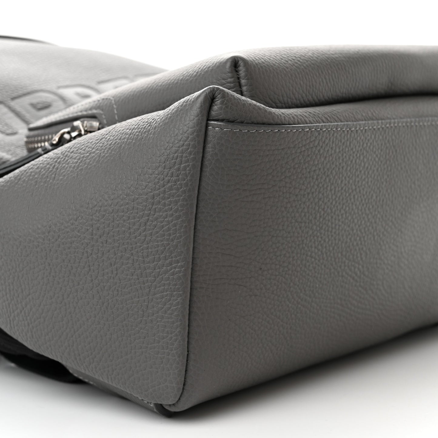 Calfskin Logo Embossed Backpack Charcoal Grey