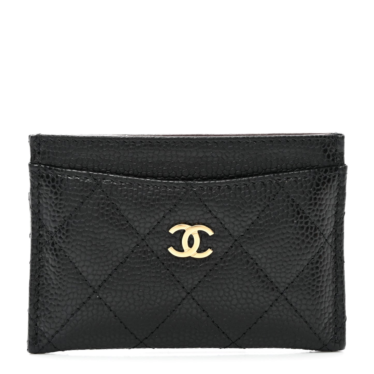 Caviar Quilted Card Holder Black