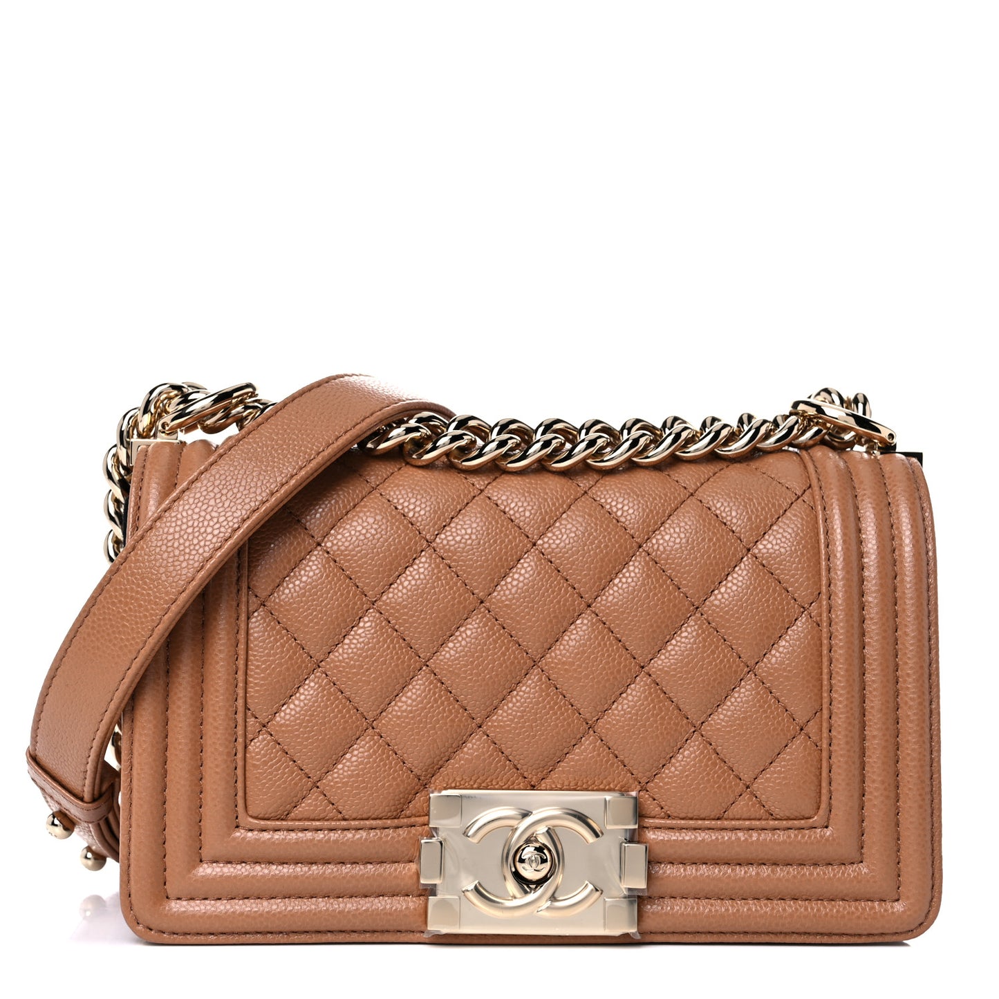 Caviar Quilted Small Boy Flap Brown