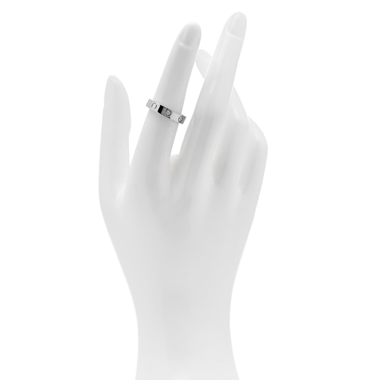 18K White Gold Diamond 4mm LOVE Wedding Band Ring 52 6