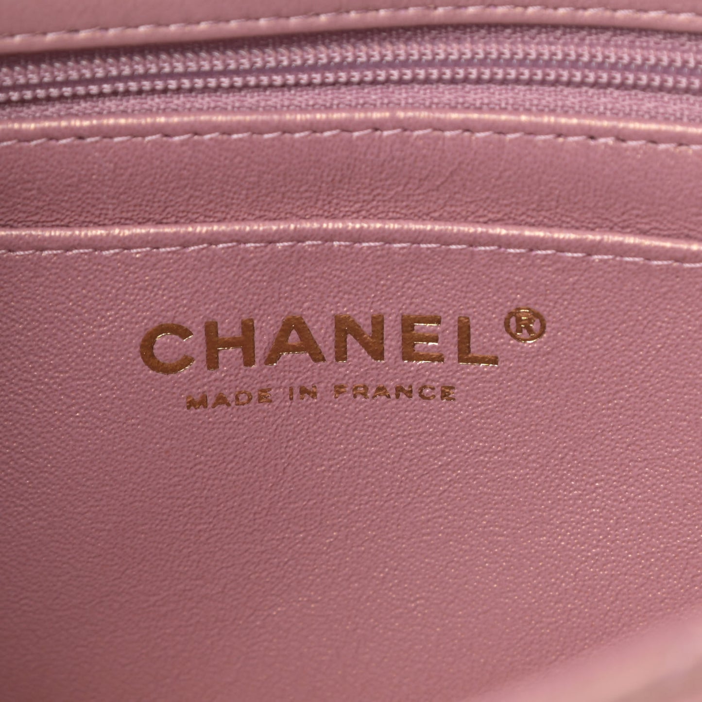 Iridescent Lambskin Quilted Mini Top Handle Rectangular Flap Pink