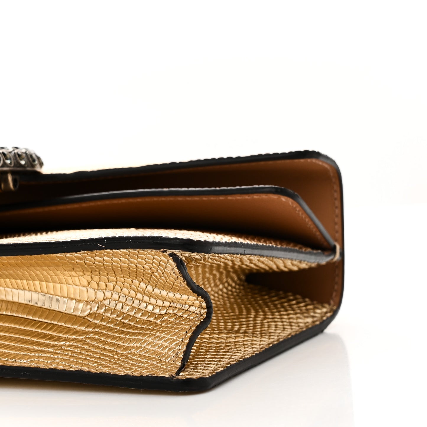 Metallic Lizard Crystal Small Dionysus Shoulder Bag Gold