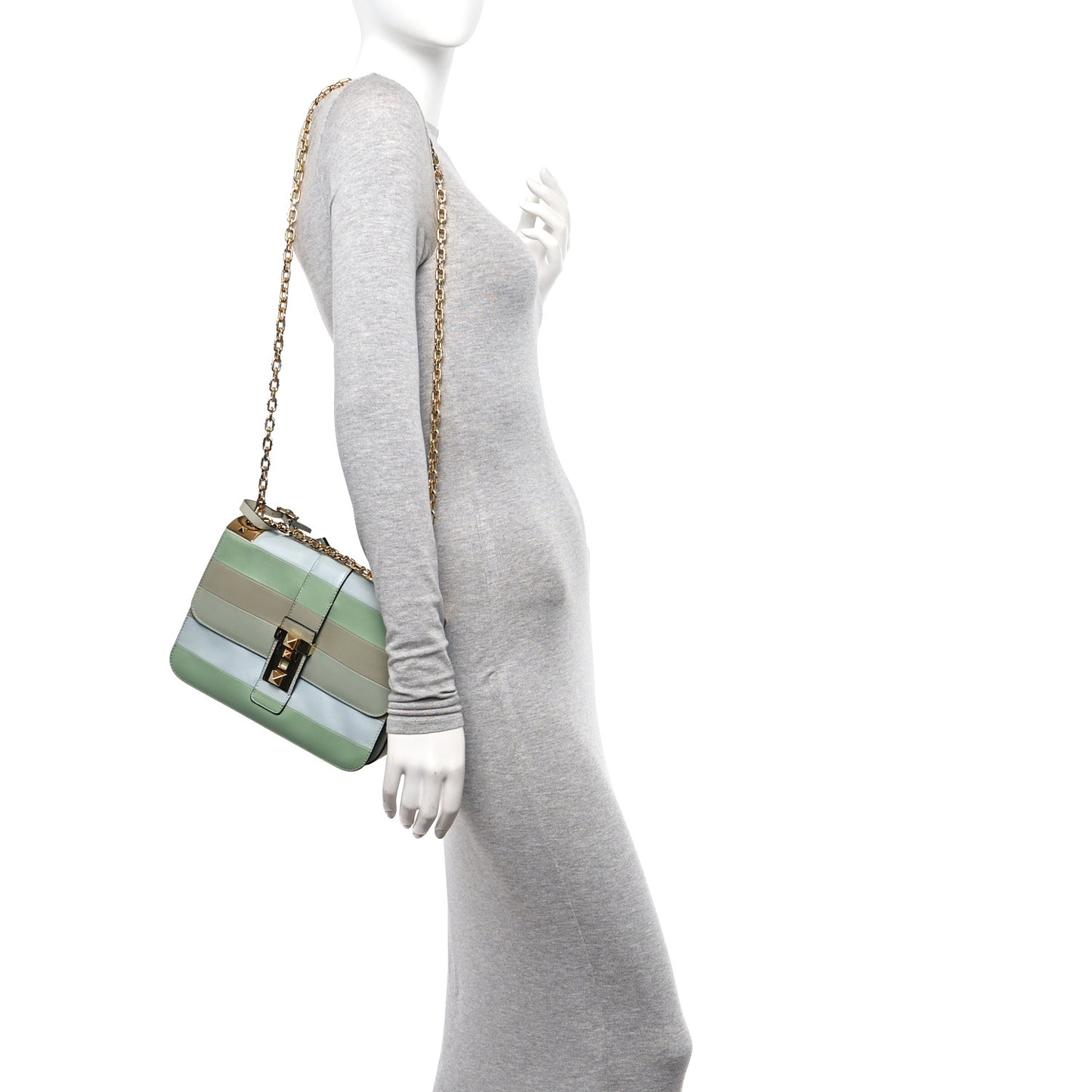 Nappa Striped B-Rockstud Flap Green
