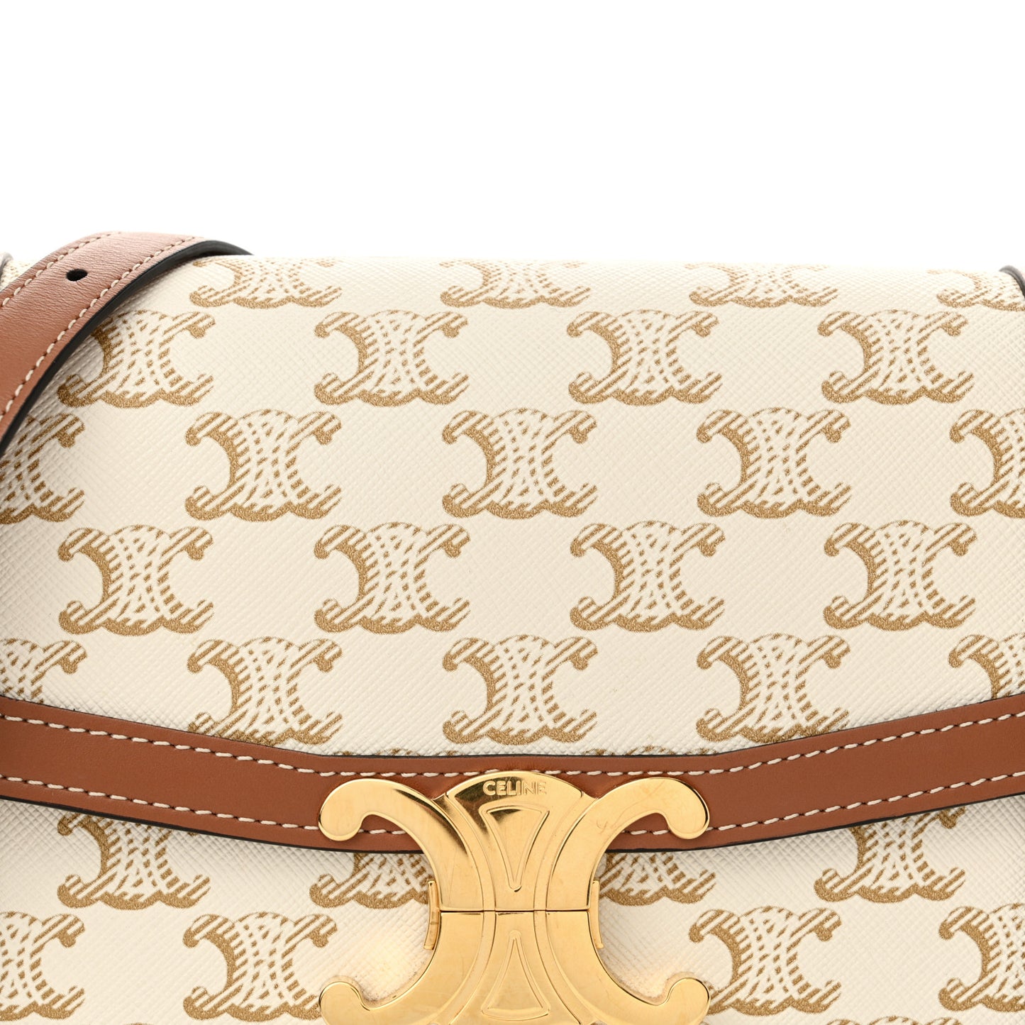Calfskin Triomphe Canvas Teen Triomphe Bag White