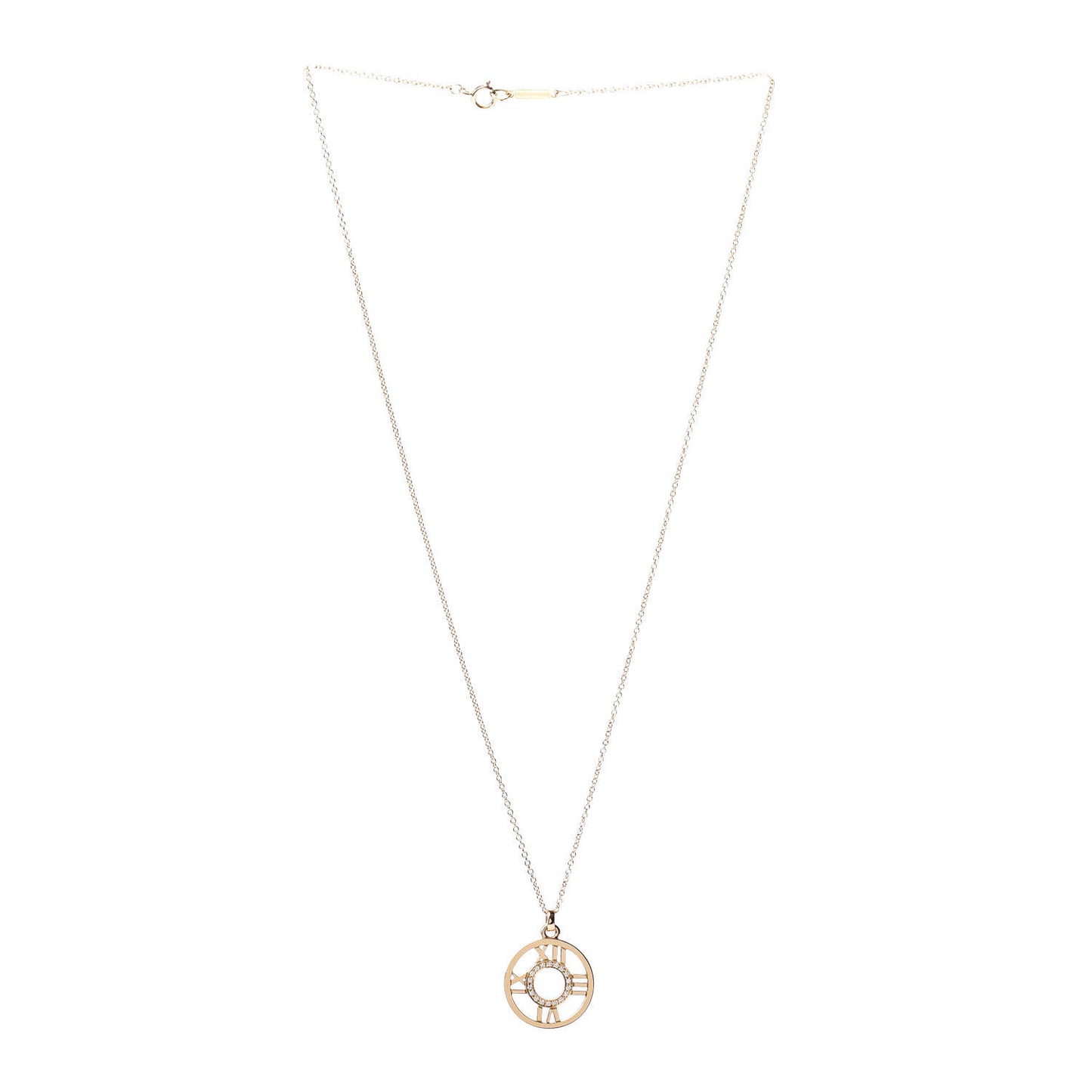 18K Yellow Gold Diamond Small Atlas Open Pendant Necklace