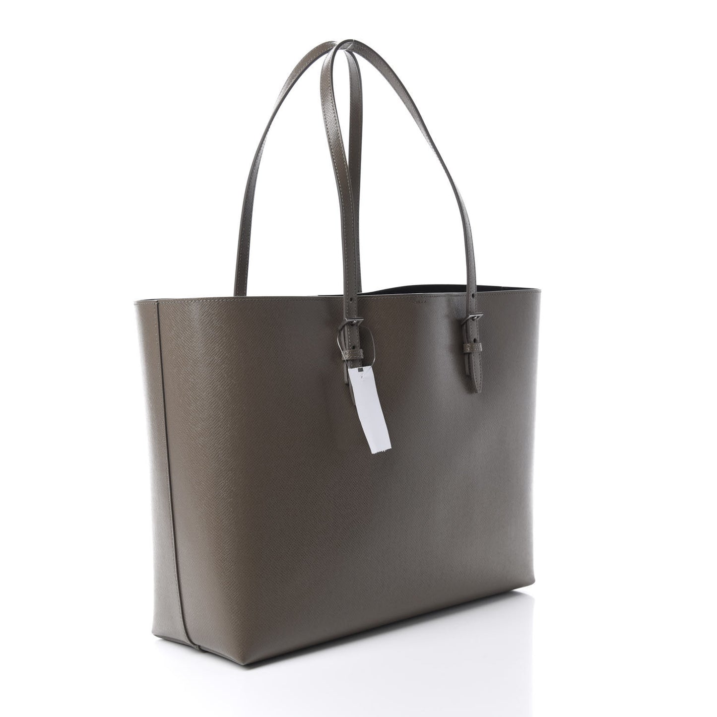 Grained Calfskin Large Shopping Tote Warm Taupe Black
