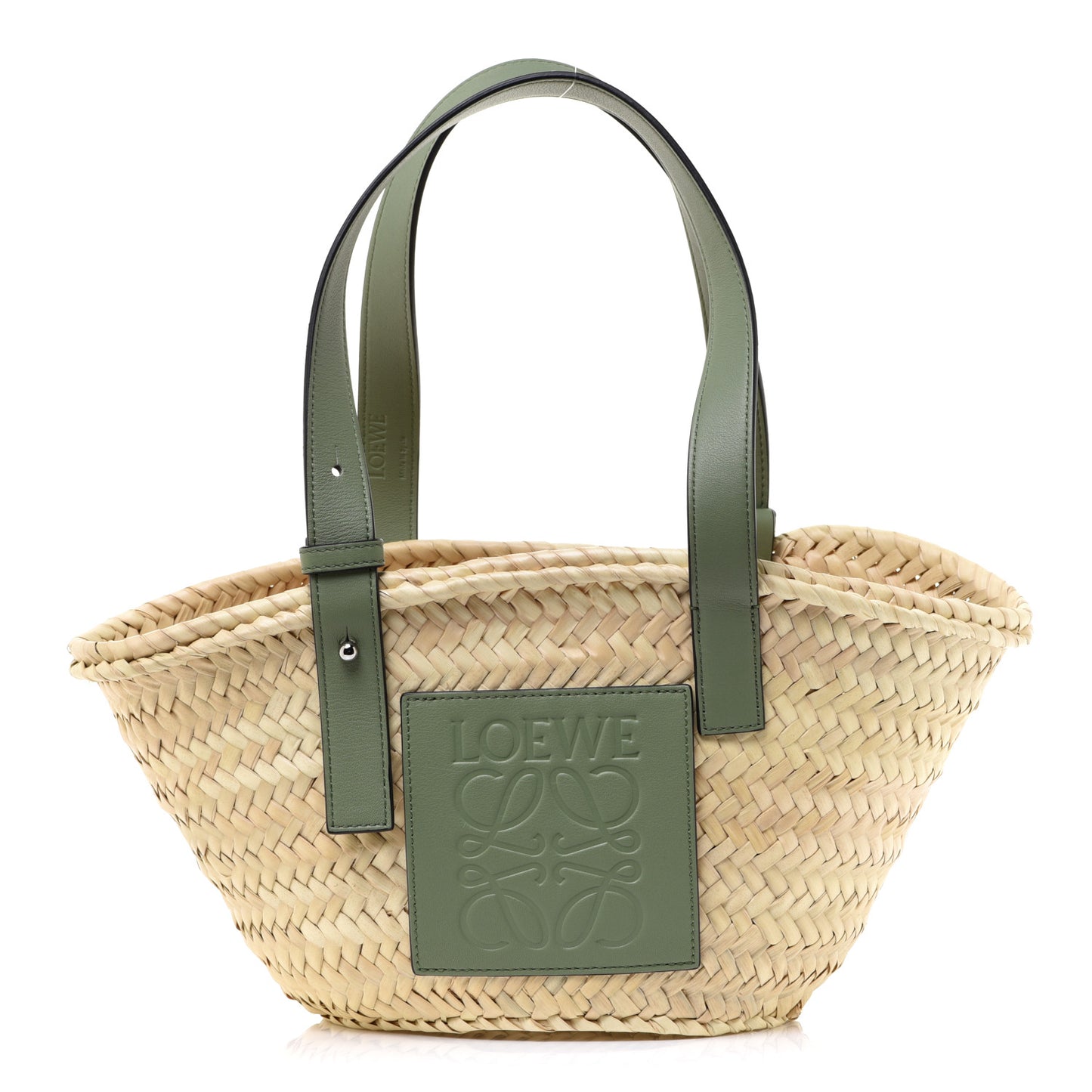 Raffia Small Basket Tote Bag Natural Green