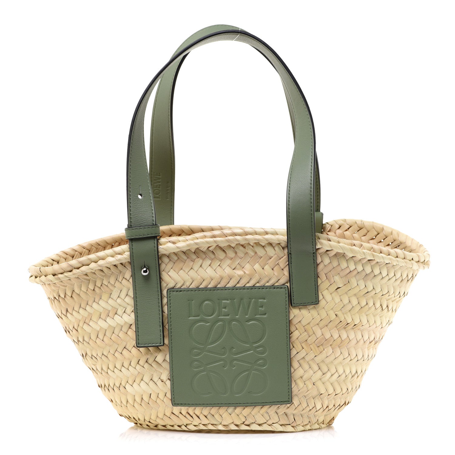 Loewe Raffia Small Basket Tote Bag Natural Green 1 of 8