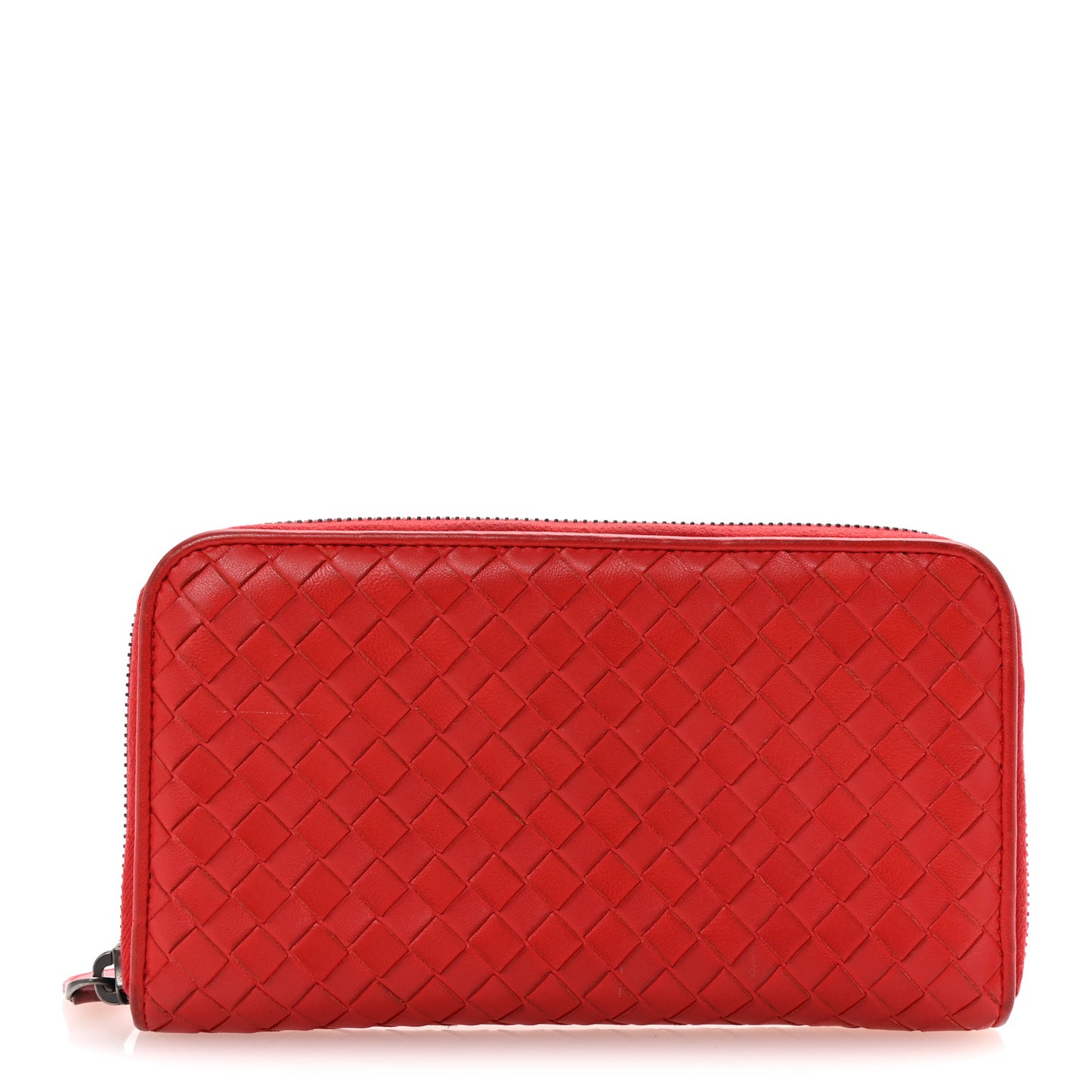 Nappa Intrecciato Zip Around Wallet Red