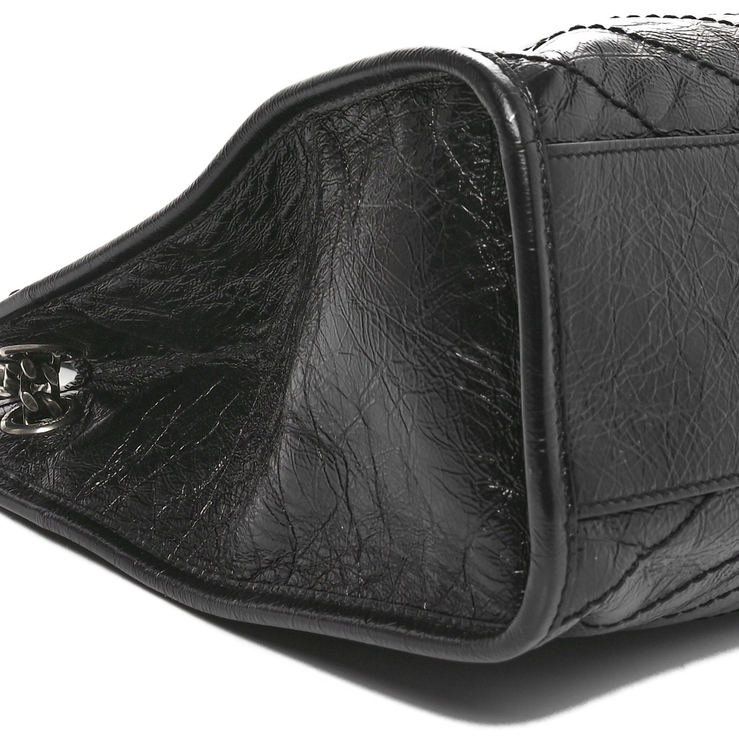 Crinkled Calfskin Matelasse Monogram Medium Niki Shopper Tote Black