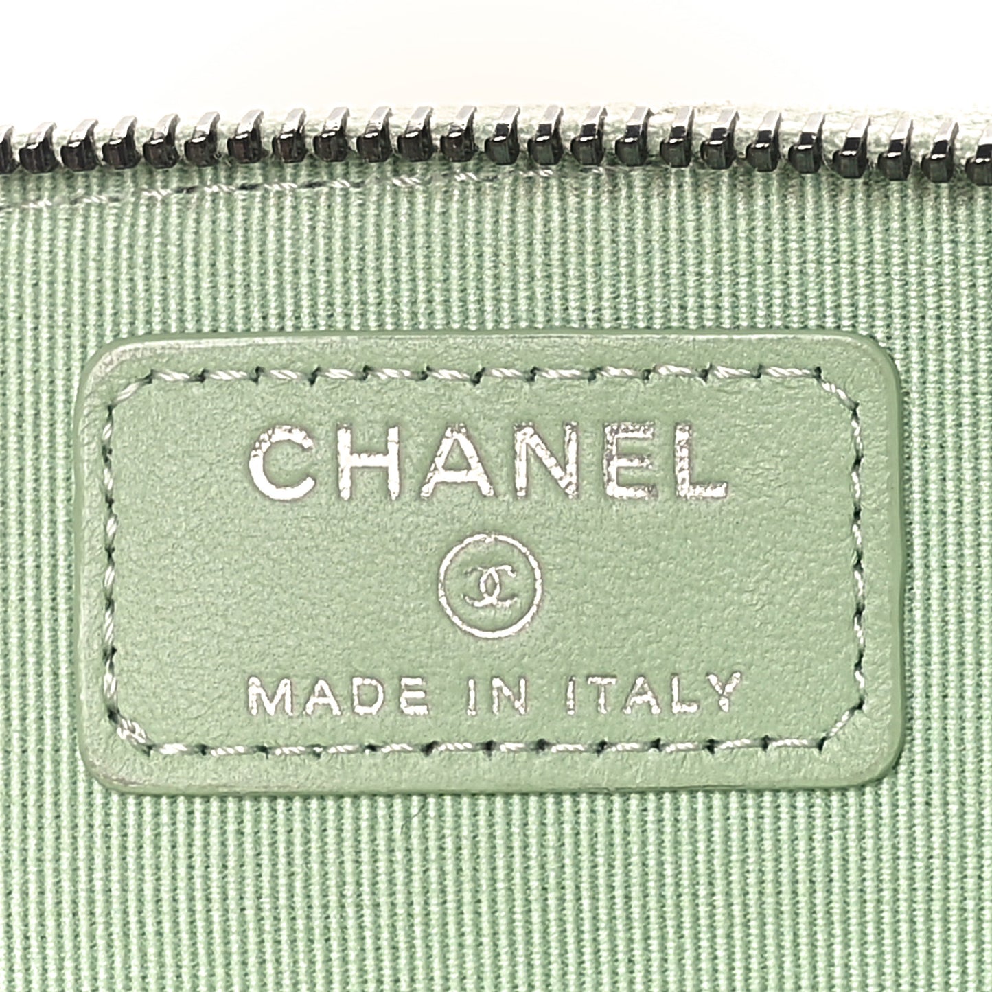 Lambskin Quilted Zip Card Holder Wallet Green