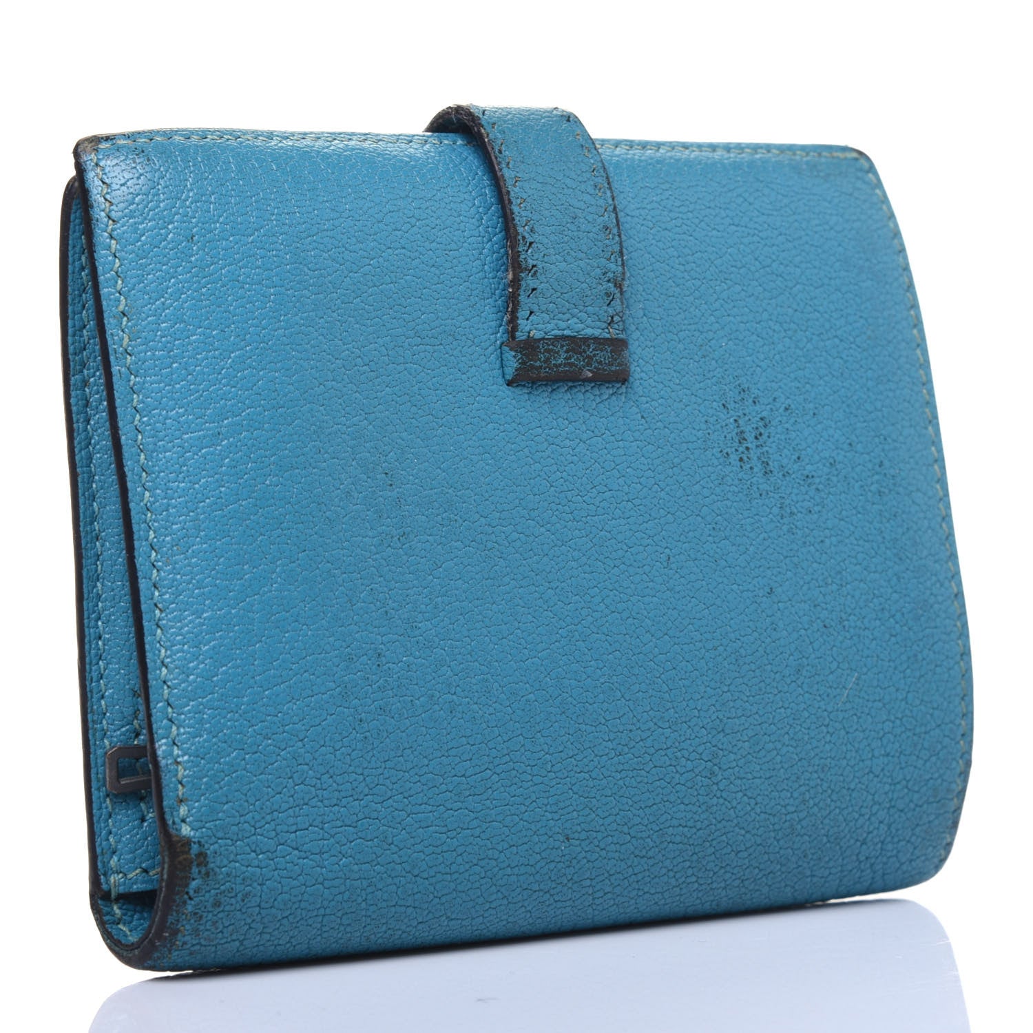 Hermes Chevre Mysore Compact Bearn Wallet Blue Jean 3 of 29