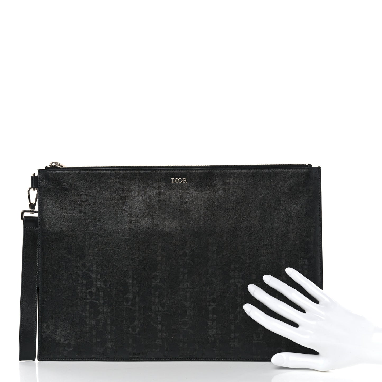 Calfskin Perforated Oblique Galaxy Flat Case Black
