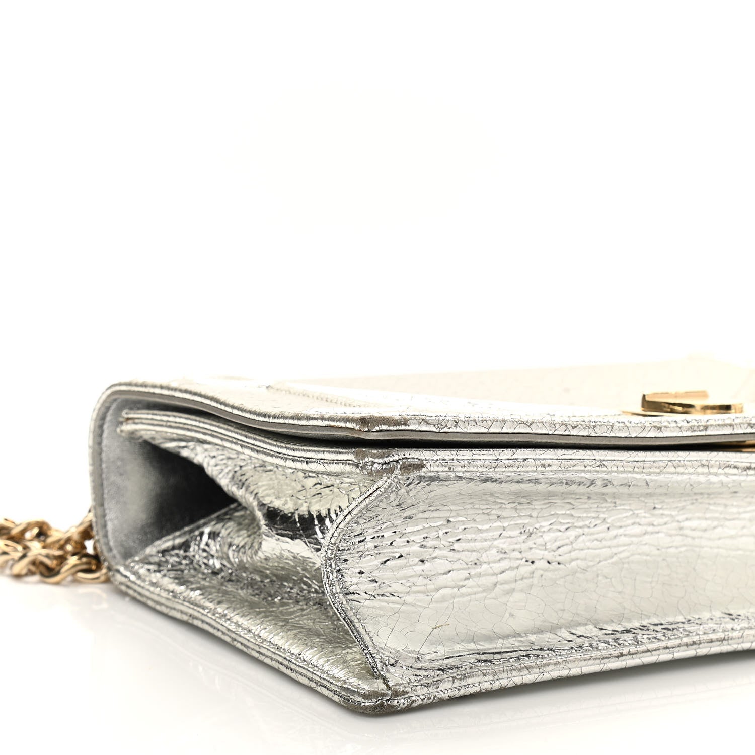 Christian Dior Metallic Ceramic Effect Deerskin Medium Diorama Flap Bag Silver 9 of 14