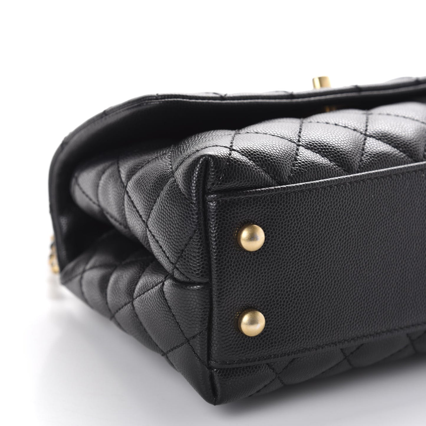 Caviar Quilted Mini Coco Handle Flap Black