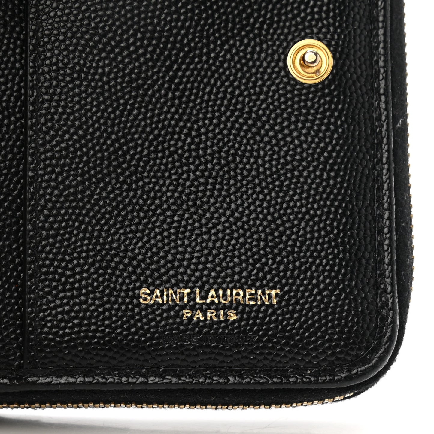 Grain De Poudre Matelasse Chevron Monogram Compact Zip Around Wallet Black