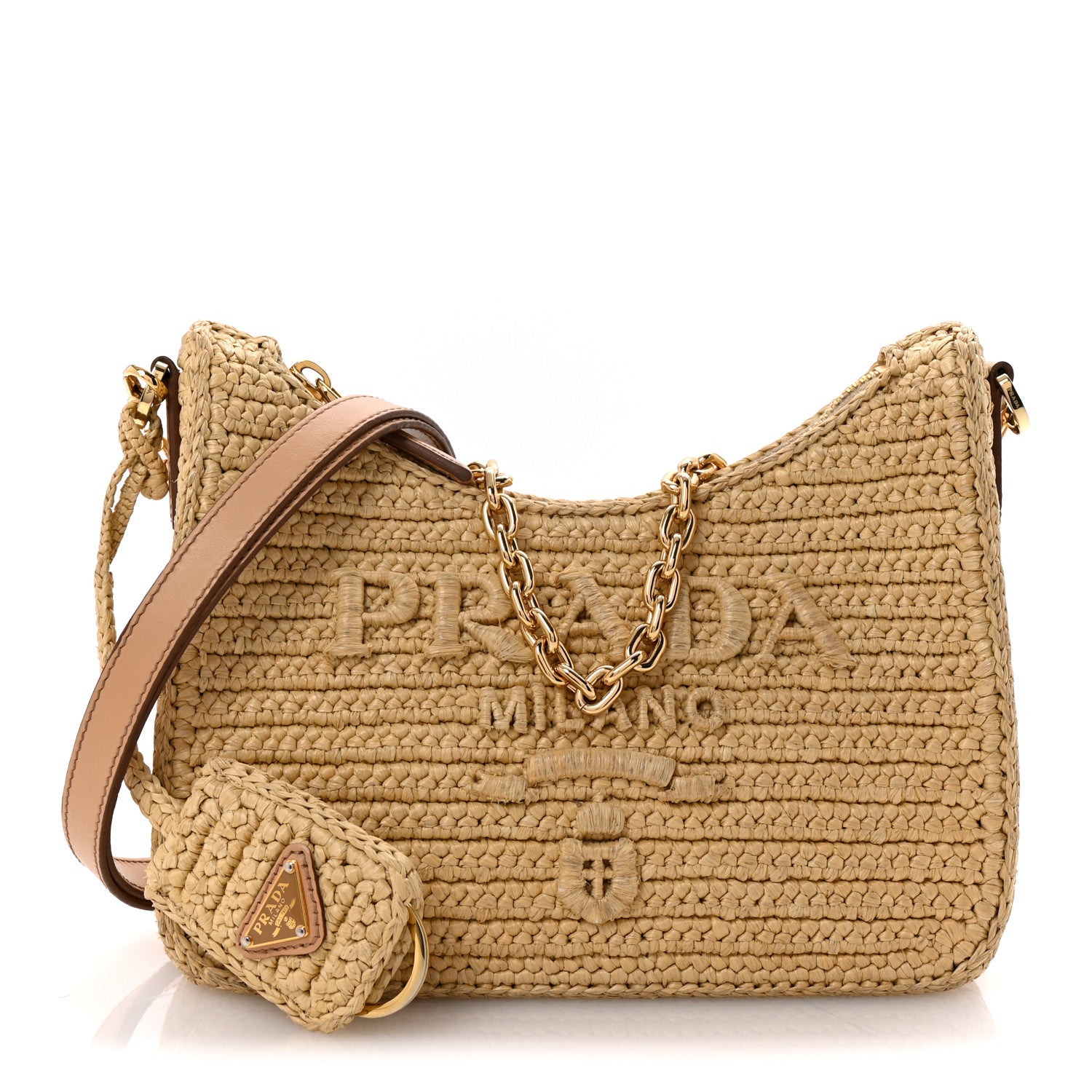 Prada Yarn Raffia Effect Crochet Mini Re-Edition 2000 Shoulder Bag