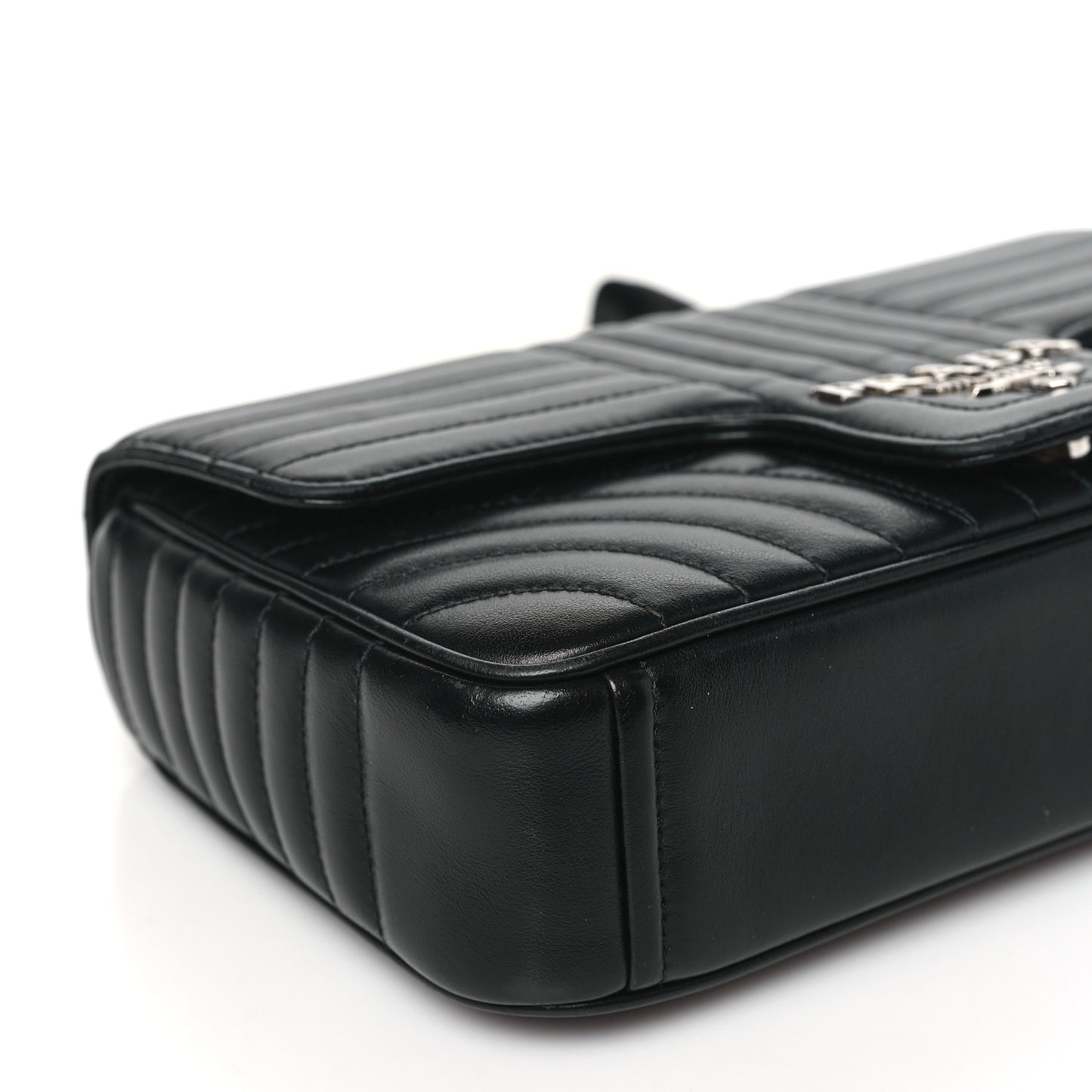 Soft Calfskin Impunture Diagramme Medium Chain Flap Shoulder Bag Black