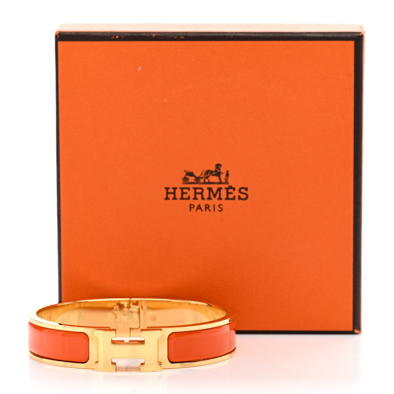 Hermes Enamel Narrow Clic Clac H Bracelet PM Orange 5 of 5