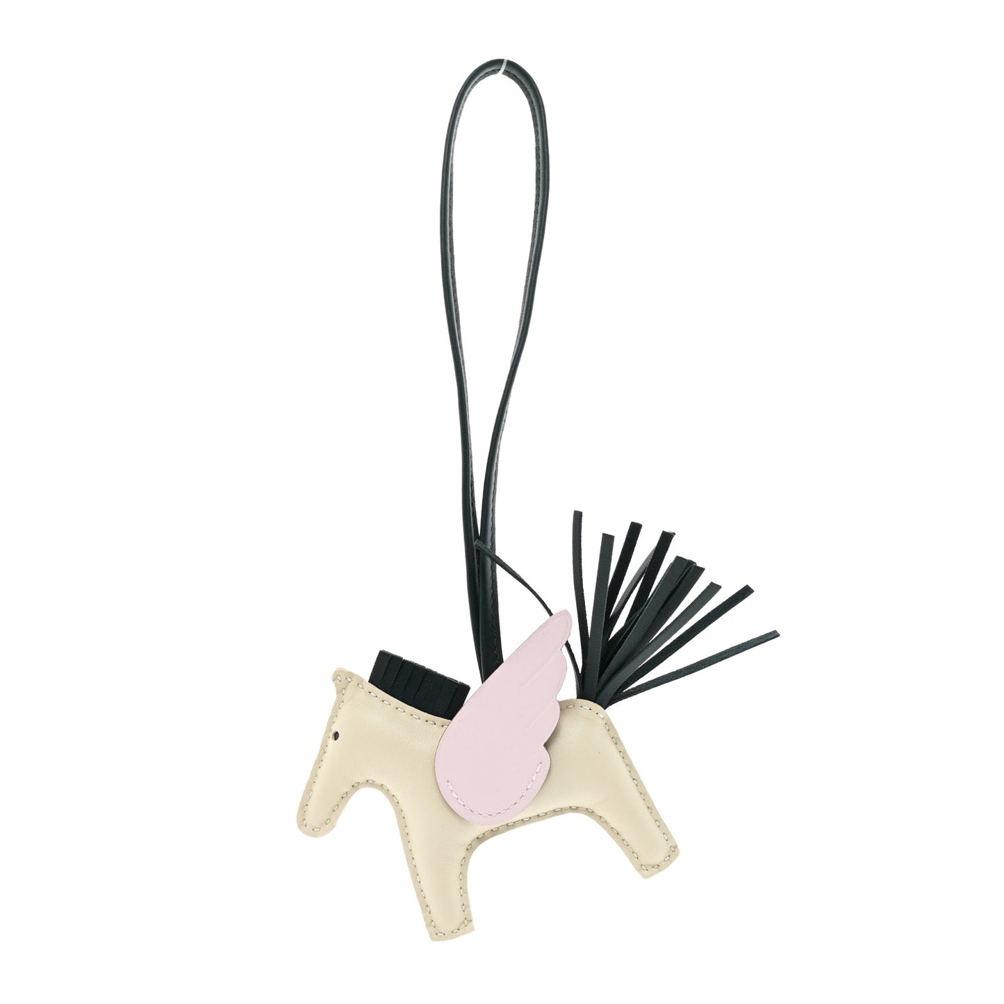 Milo Lambskin Grigri Rodeo Pegase Horse Bag Charm PM Craie Mauve Pale Vert Cypress