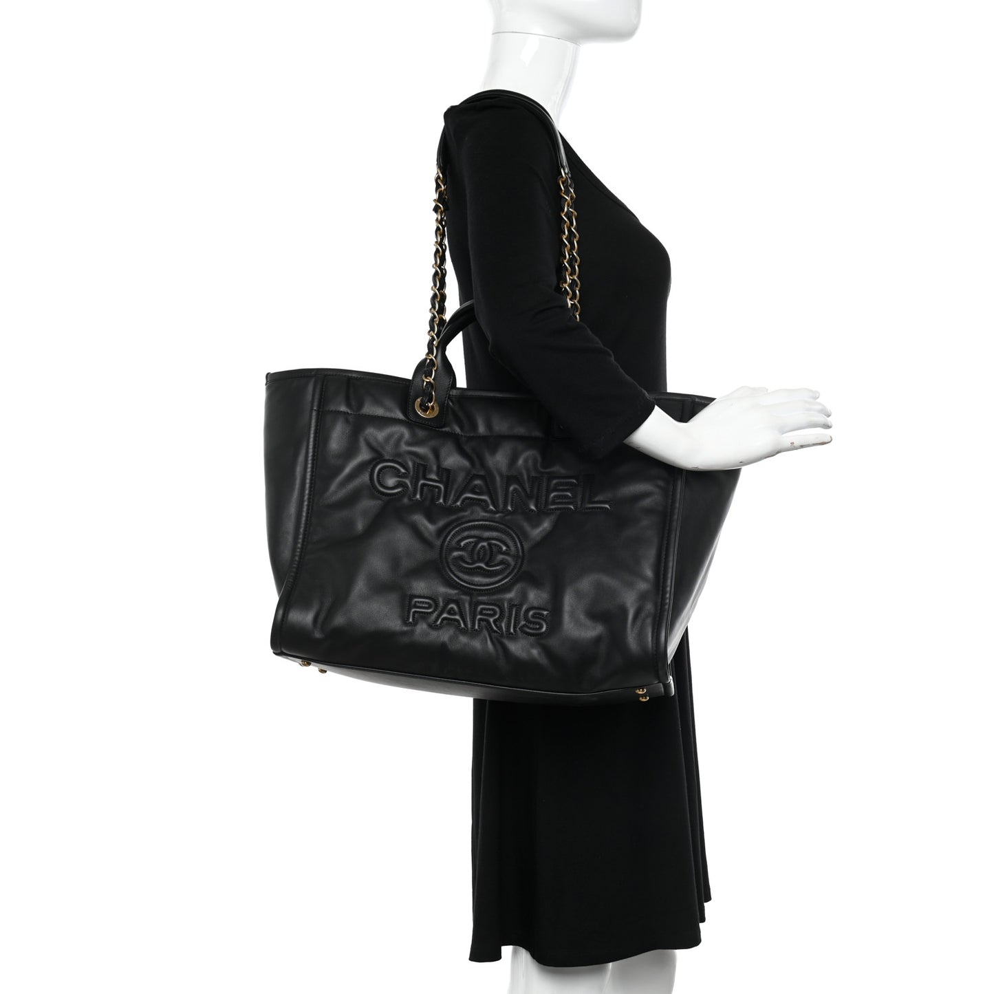 Calfskin Medium Deauville Tote Black
