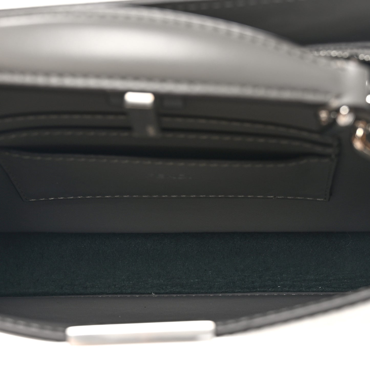 Calfskin Striped Texture FF Peekaboo I See U X Cross Satchel Moon Argilla