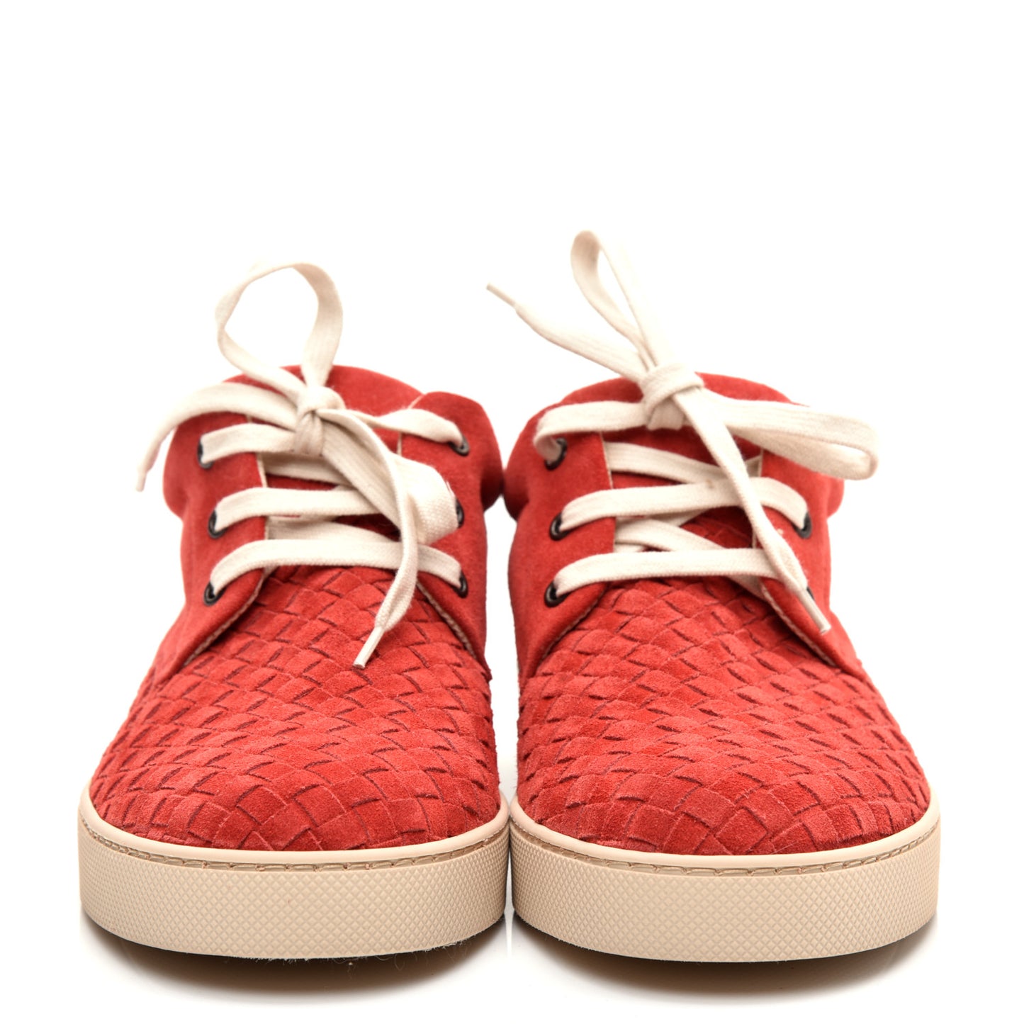 Suede Intrecciato Lace Up Sneakers 41 Red