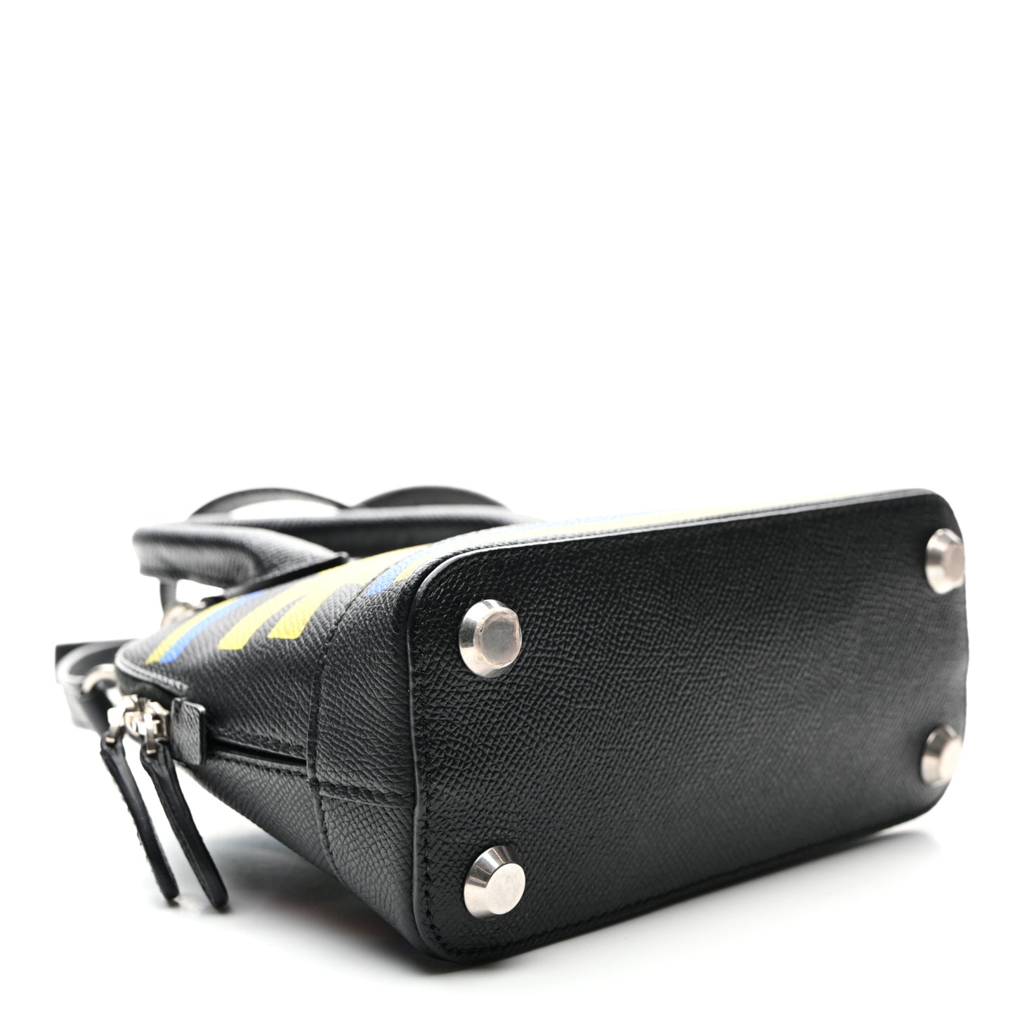 Signature Grained Calfskin Car Tag Print XXS Ville Top Handle Bag Black TBC