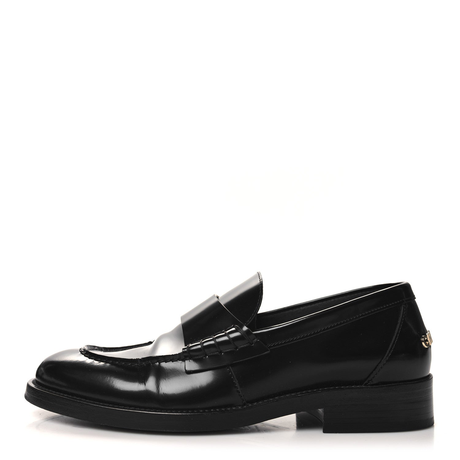 Chanel Shiny Calfskin Logo Loafers 38 Black 1 of 10