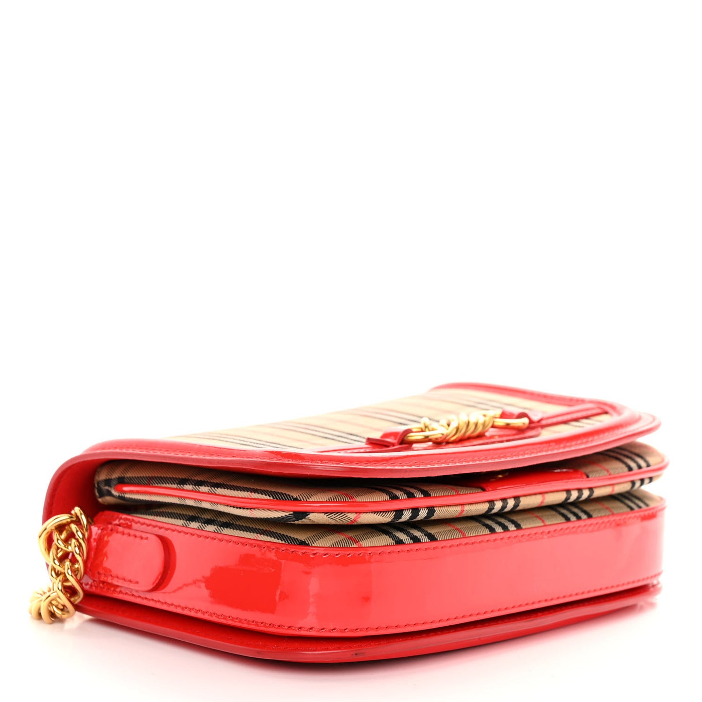 Patent 1983 Knight Check Link Shoulder Bag Bright Red