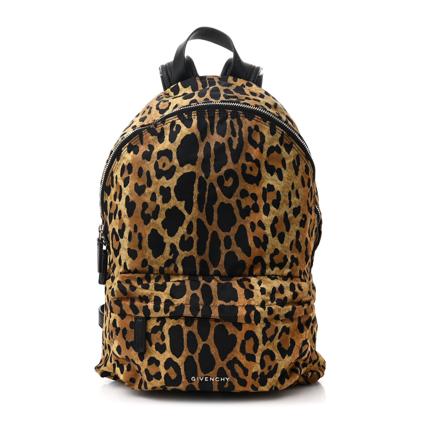 Nylon Calfskin Leopard Print Backpack