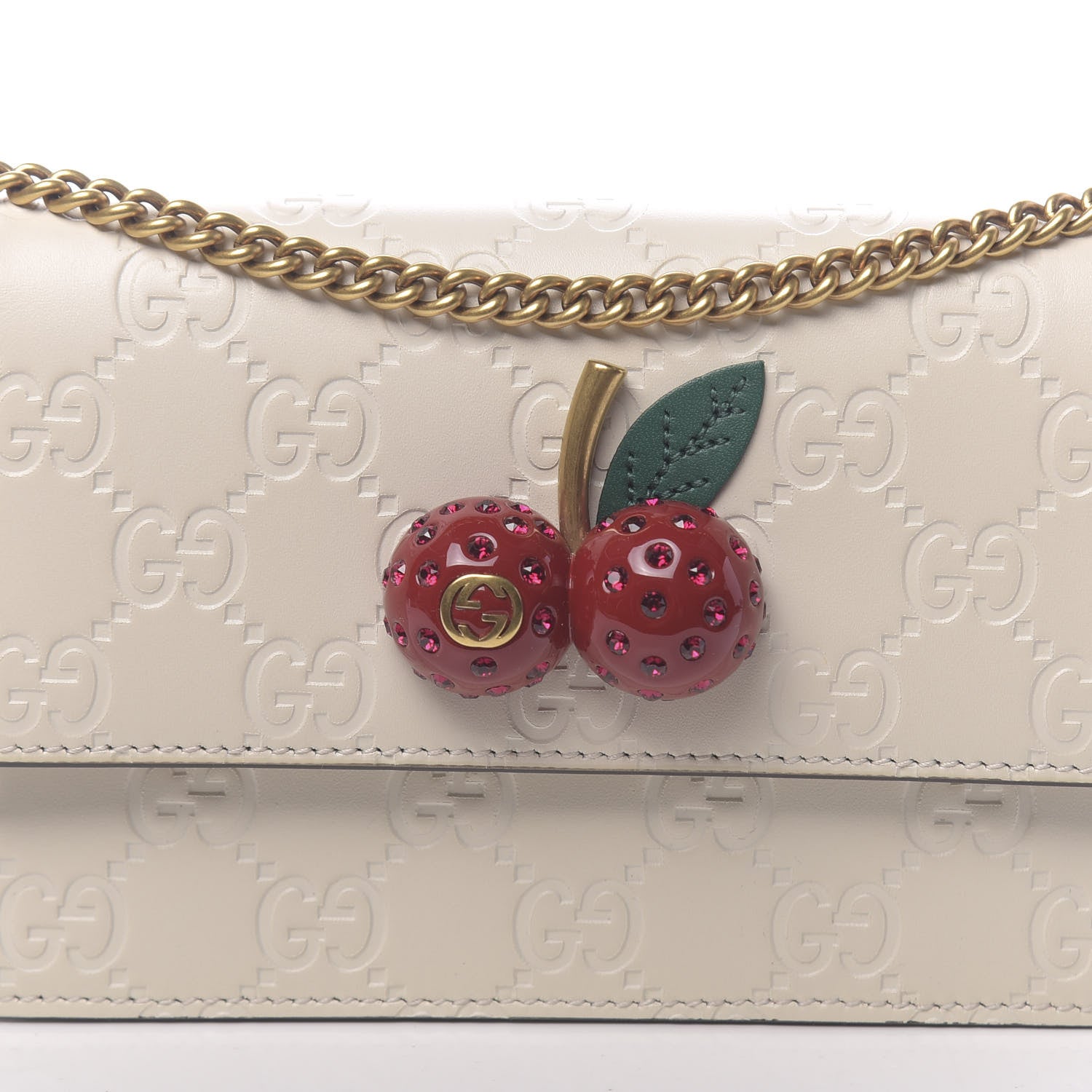 Gucci Guccissima Mini Cherry Chain Bag White 9 of 9