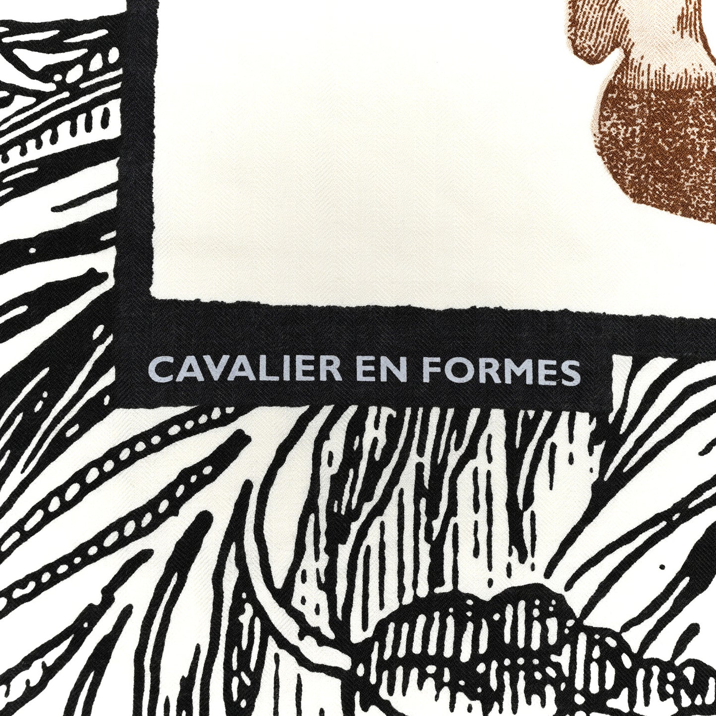 Cashmere Silk Cavaliere En Formes Shawl 140 White Black Kaki