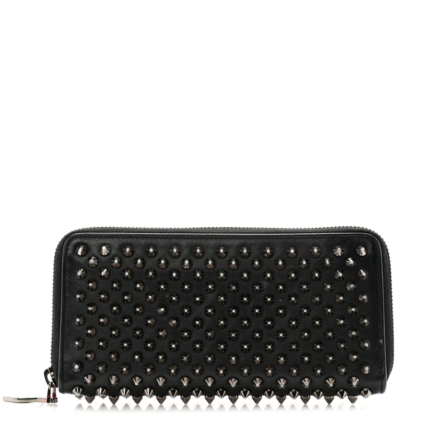 Calfskin Panettone Spiked Zip Around Wallet Black