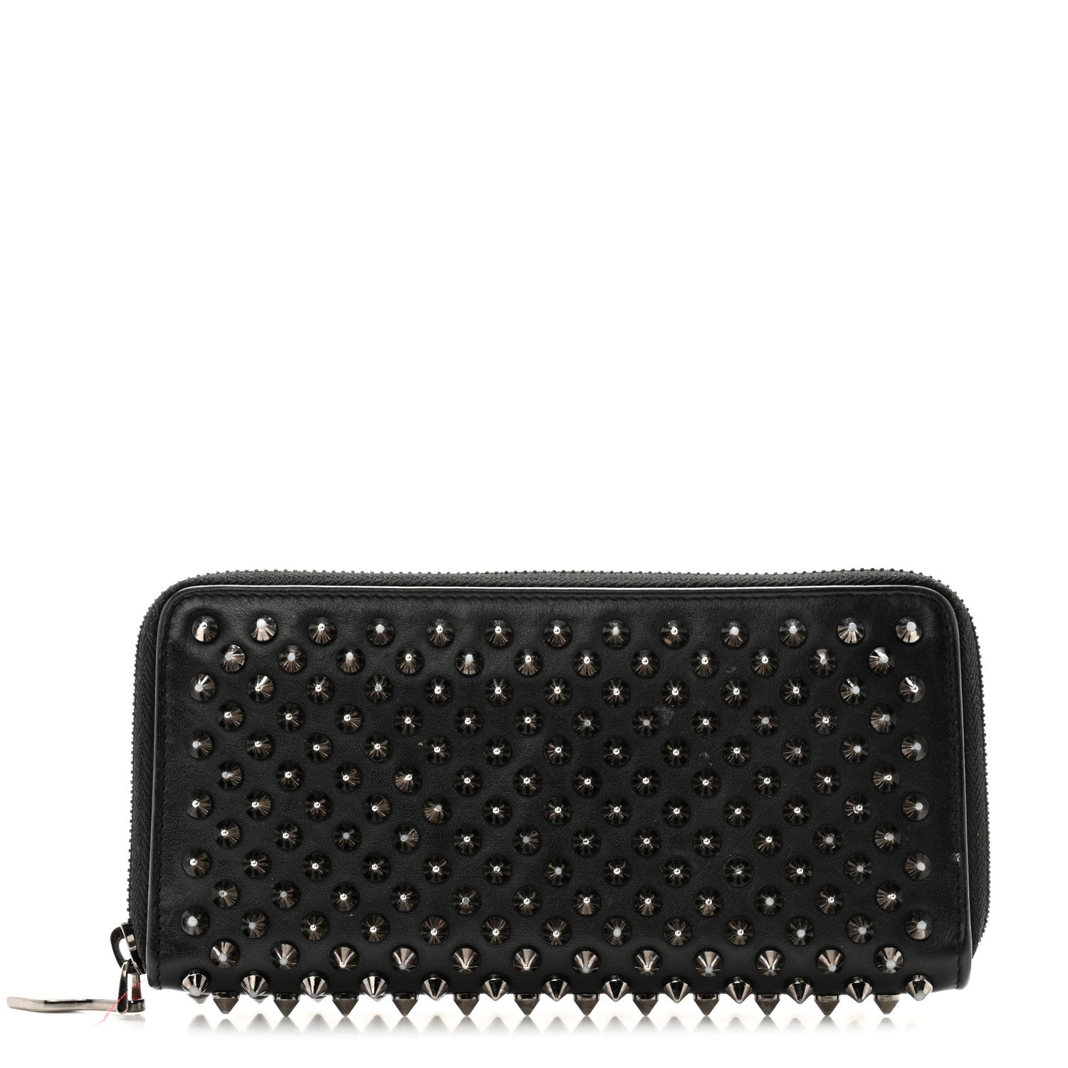 Christian Louboutin Calfskin Panettone Spiked Zip Around Wallet Black 1 of 13