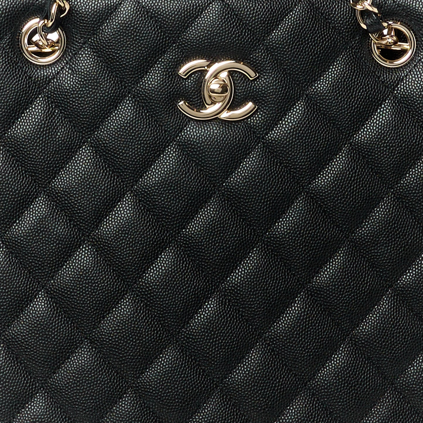 Caviar Quilted Large Shopping Tote Black