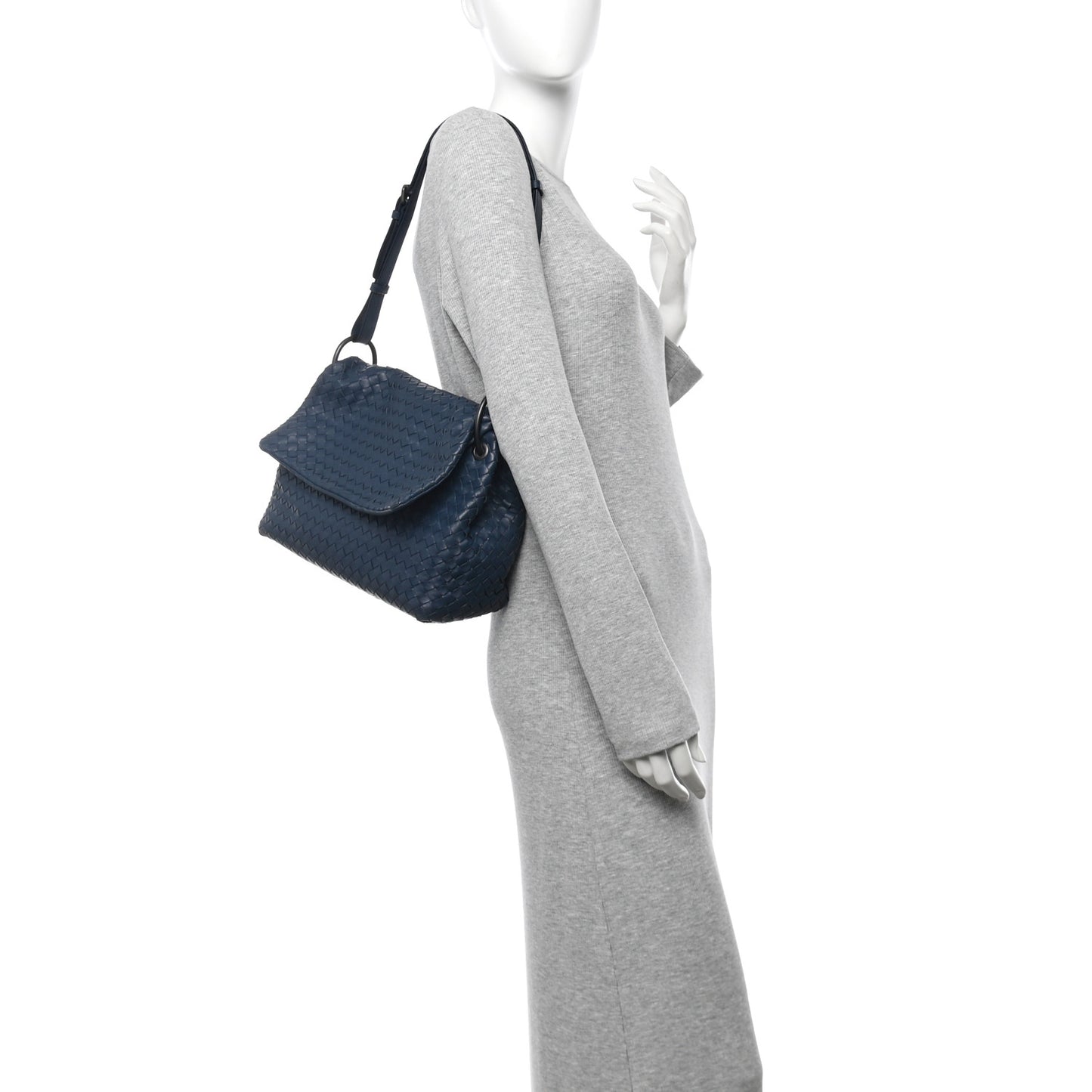 Nappa Intrecciato Flap Shoulder Bag Blue
