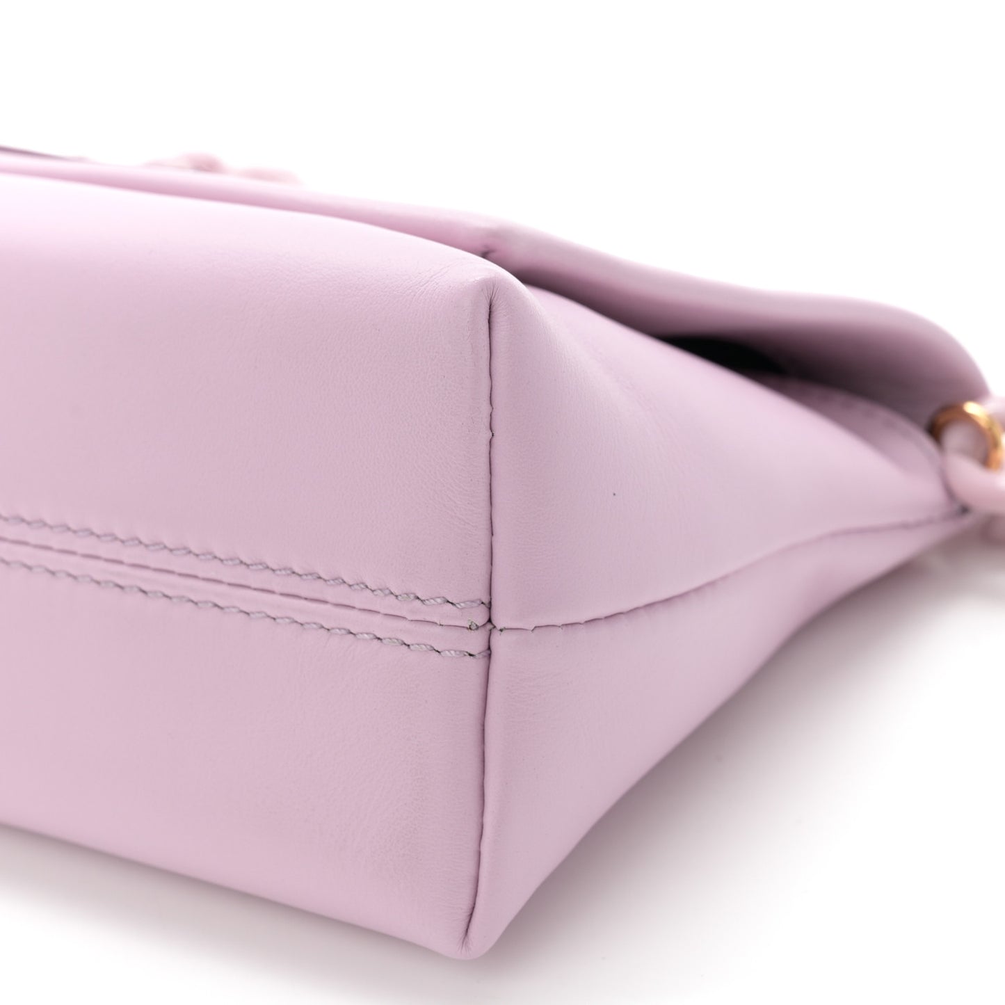 Shiny Calfskin Mini Label Chain Shoulder Bag Lilac