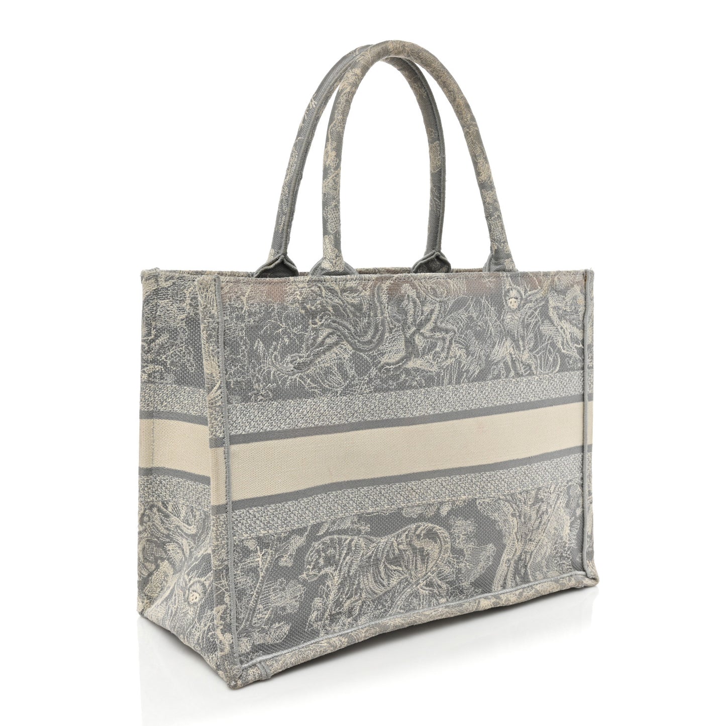 Canvas Embroidered Medium Dioriviera Toile De Jouy Reverse Book Tote Gray