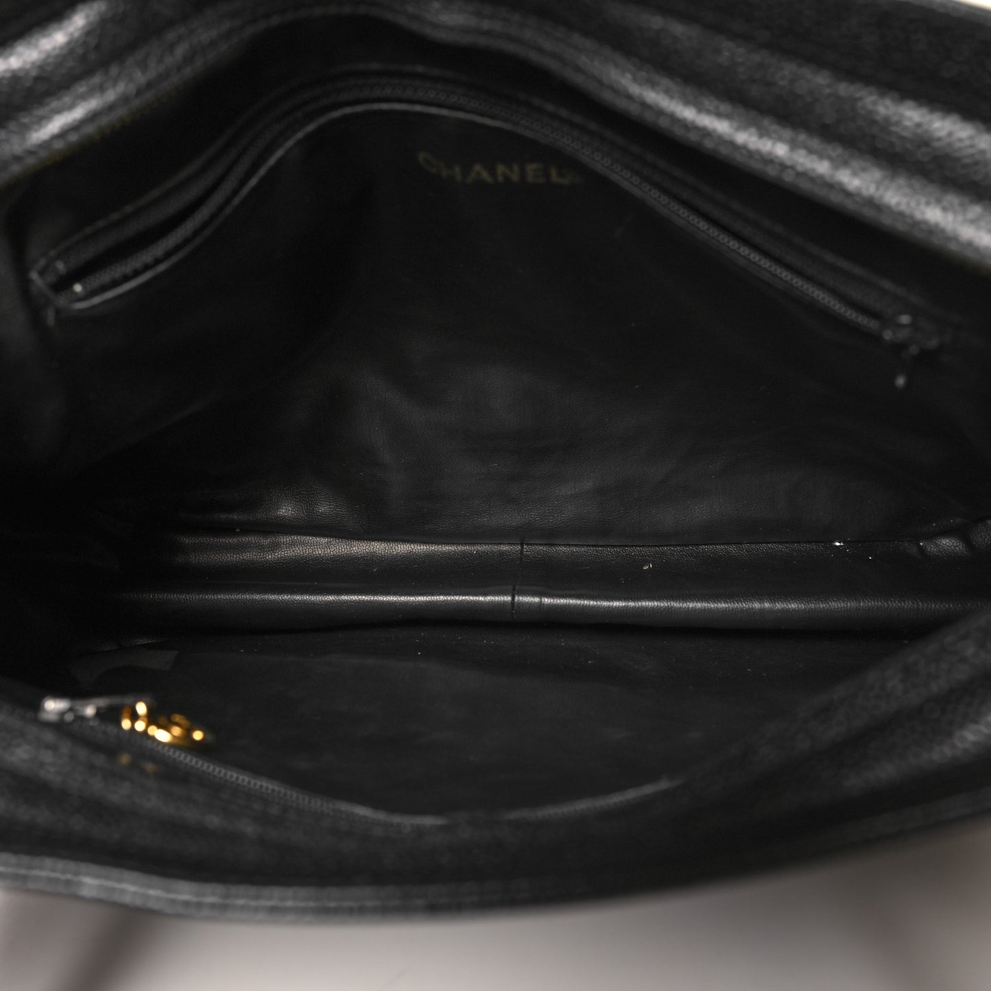 Caviar Triple CC Shoulder Bag Black